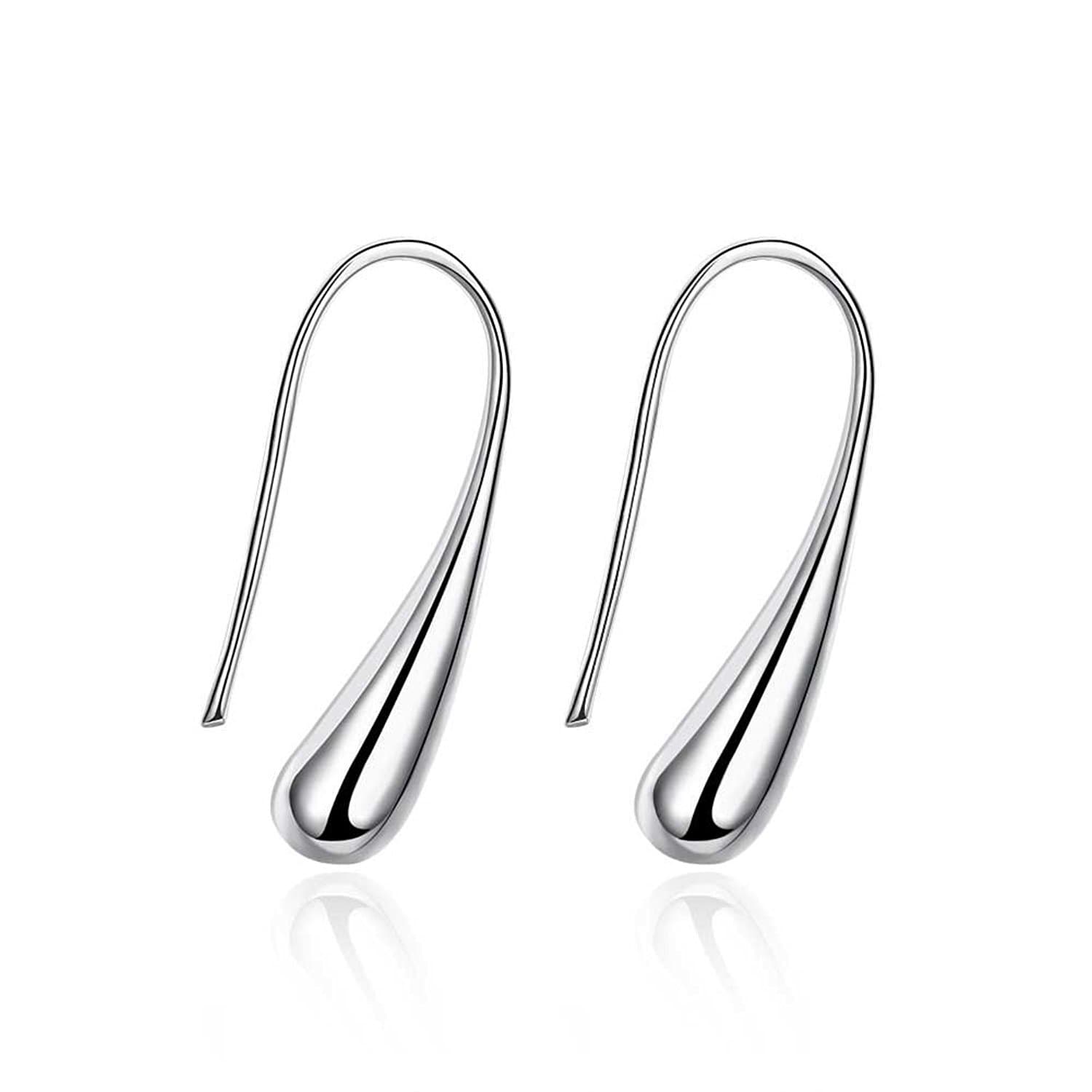 Epoch World Jewelry drop earrings Water Drop Shape dangle stud Earrings Silver plated Hoop Earrings for Women Girls Gift