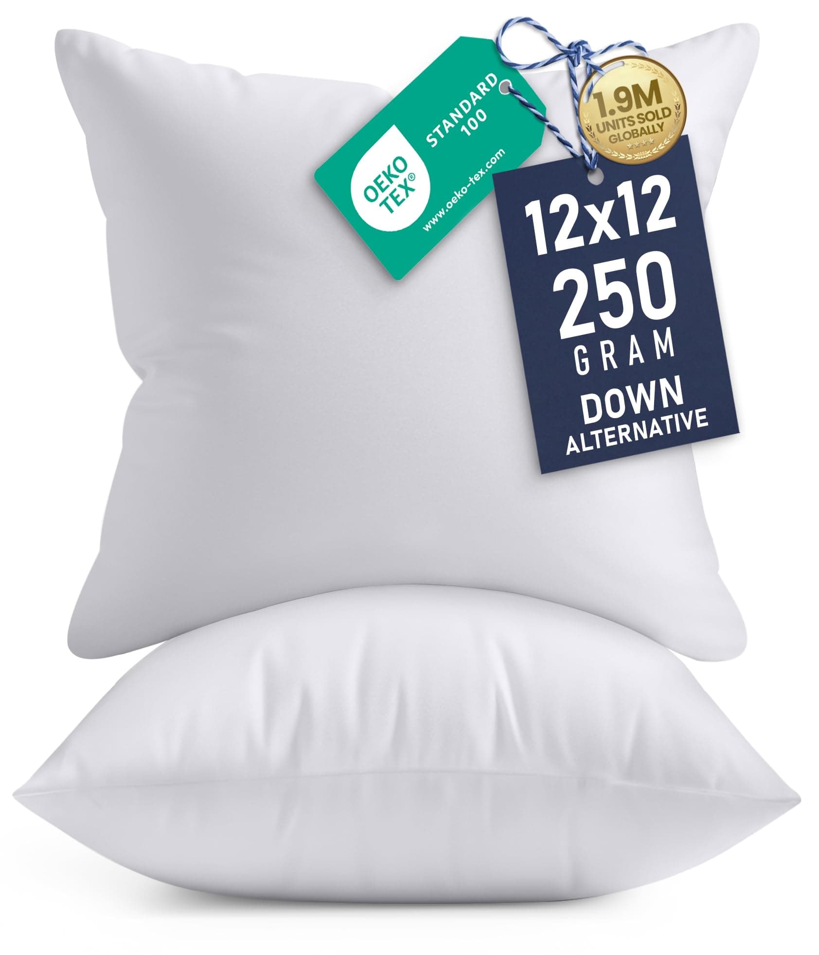 Utopia Bedding Throw Pillows Insert (Pack of 2, White) - 12 x 12 Inches Bed and Couch Pillows - Indoor Decorative Pillows