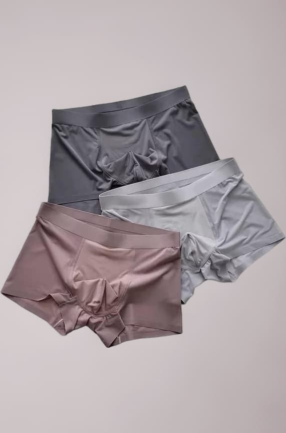 MERIWOOL Men's Extra Thin Elastic Underwear Long Comfortable Ice Silk Breathable Comfort Brief-Boxer-Trunks Imported Material Pack of 3