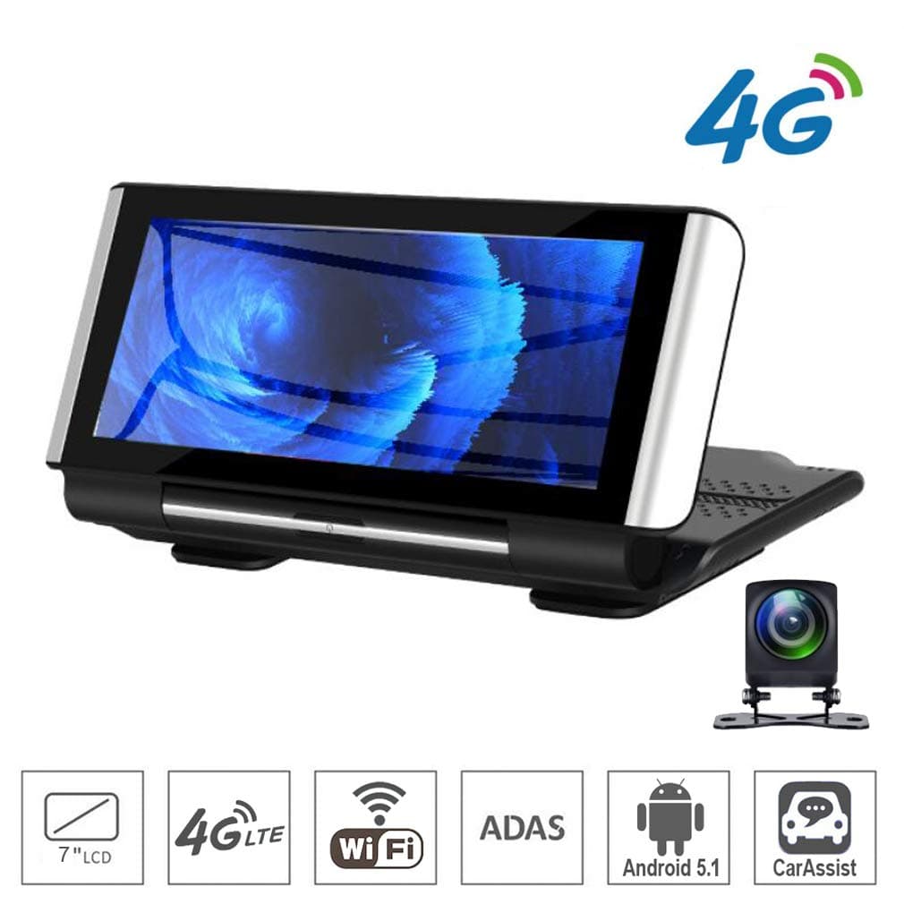 SZKJ K6 7 inch Touch 4G Android Dash cam WiFi GPS Full HD 1080P Car Center Console Dashboard Video Recorder Dual Lens Registrar Dash cam ROM 16GB ADAS car dvr Camera