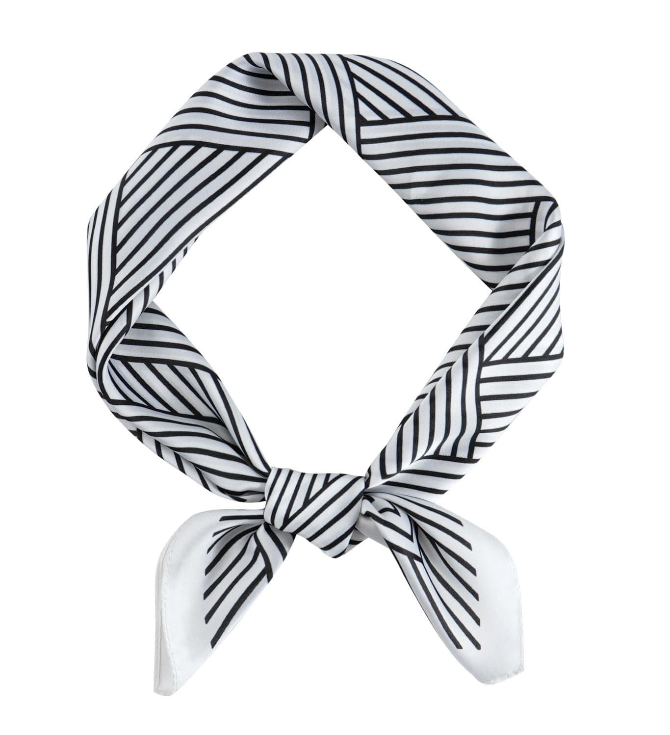 Stripe Neckerchief for Men, Minimalism Square Scarf with Lines Pattern, Classic Bandana Silk Feel