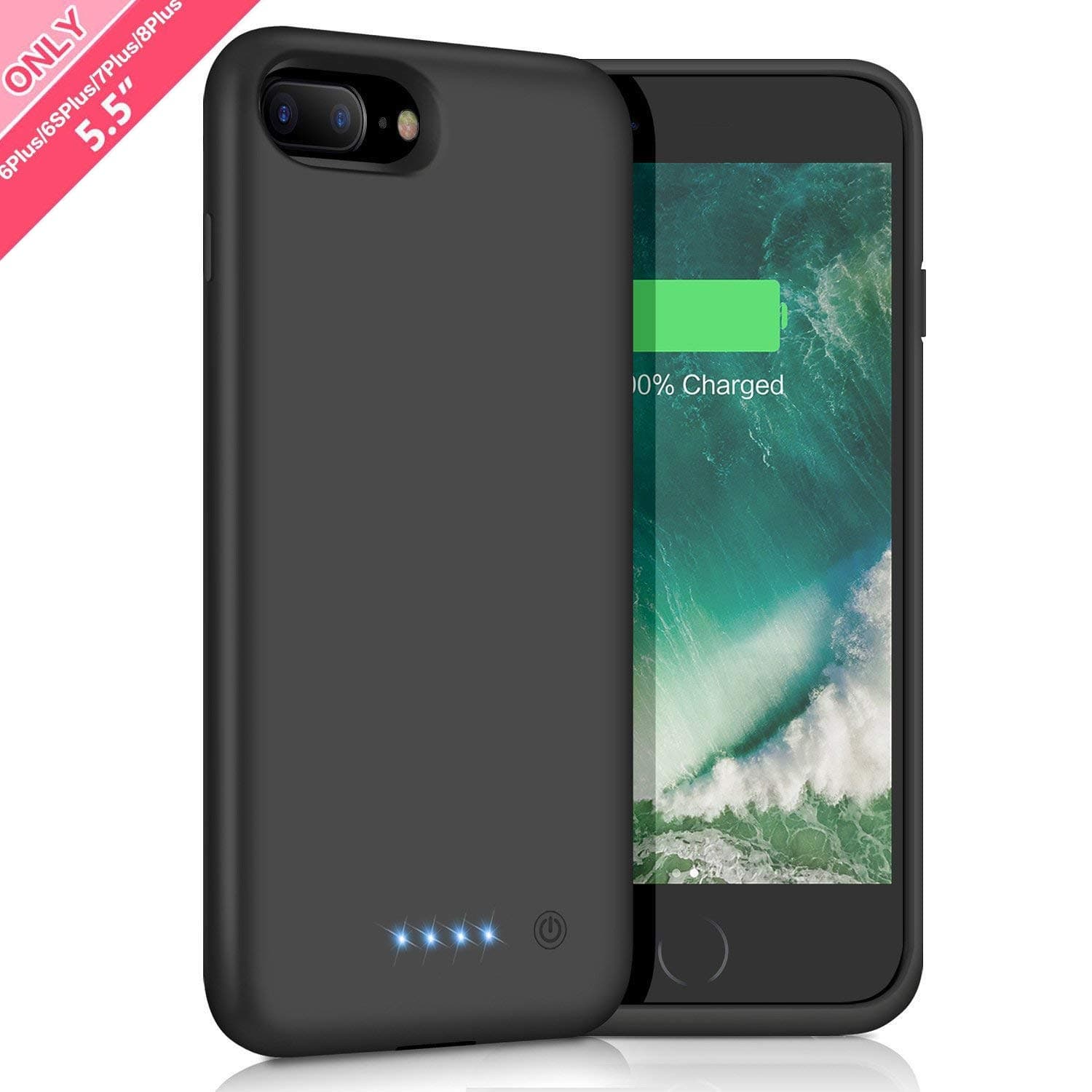HETTP Battery Case for iPhone 6 Plus/ 6s Plus/ 7 Plus/ 8 Plus 8500mAh, Rechargeable Extended Battery Charging Case for iPhone 8 Plus/ 7 Plus/ 6S Plus/ 6 Plus (5.5 inch), Backup Power Bank Case