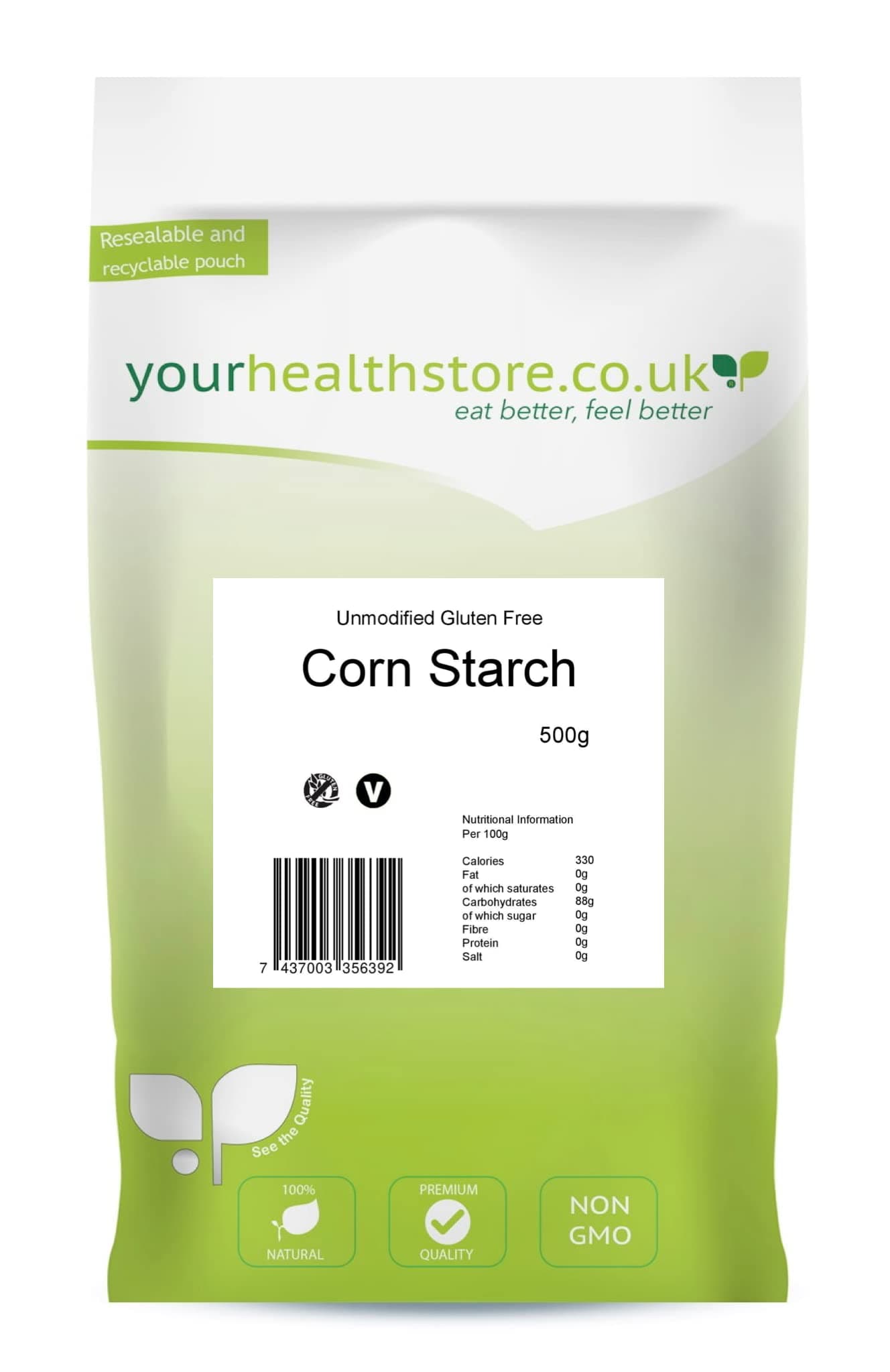 yourhealthstore Unmodified Corn Starch 500g, Gluten Free, Non GMO.