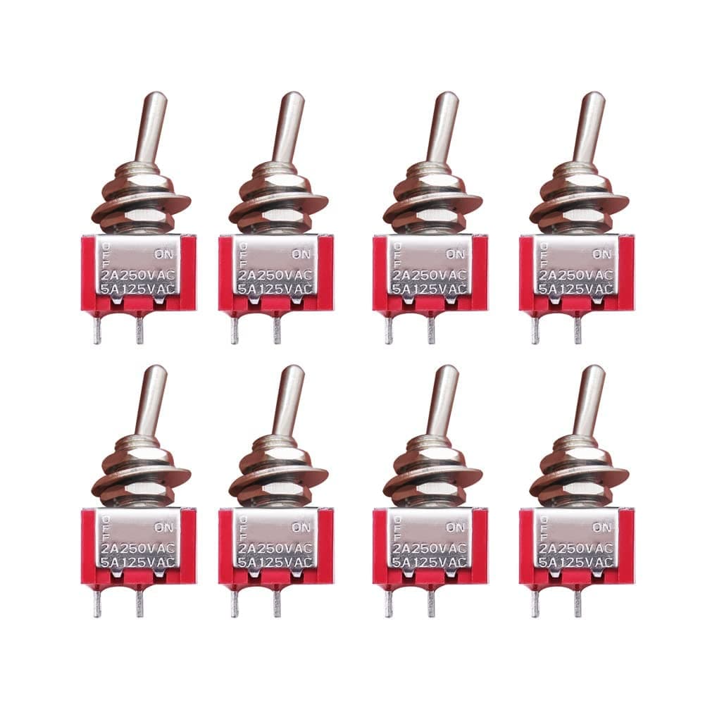 mxuteuk 8pcs SPST Mini Toggle Switch Miniature ON/OFF Switch 2Pins 2Position 6A 125V 3A 250V for DIY Car Dash Dashboard Electronic Equipment MTS-101