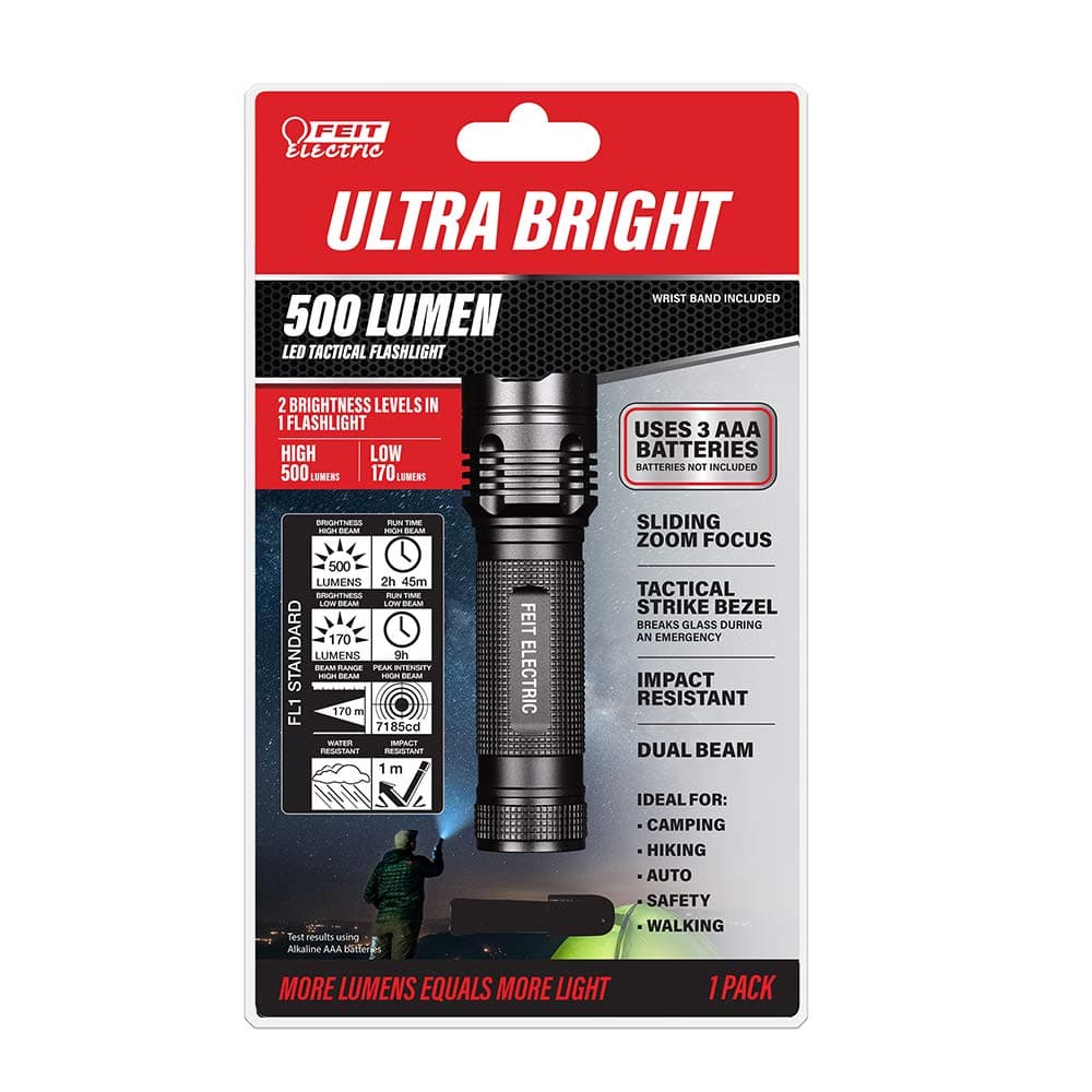 LED Tactical Flashlight - Aluminum Alloy - Zoomable Strike Bezel| Requires