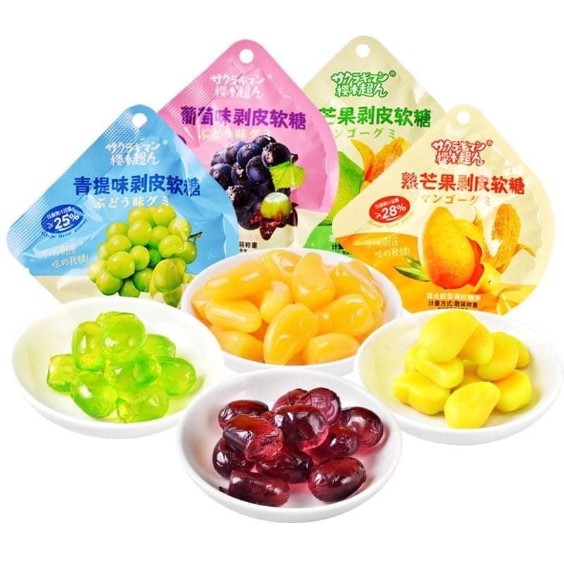 Peelable Candy,Mango White Peach Peeling Fruit Fudge,25% Fruit Juice Content Soft Candy,Litchi Grape Gummy Candy,Chinese Candy,Desserts,New Year Candies,Chinese Snacks Gift (Mixed flavors,2bags)