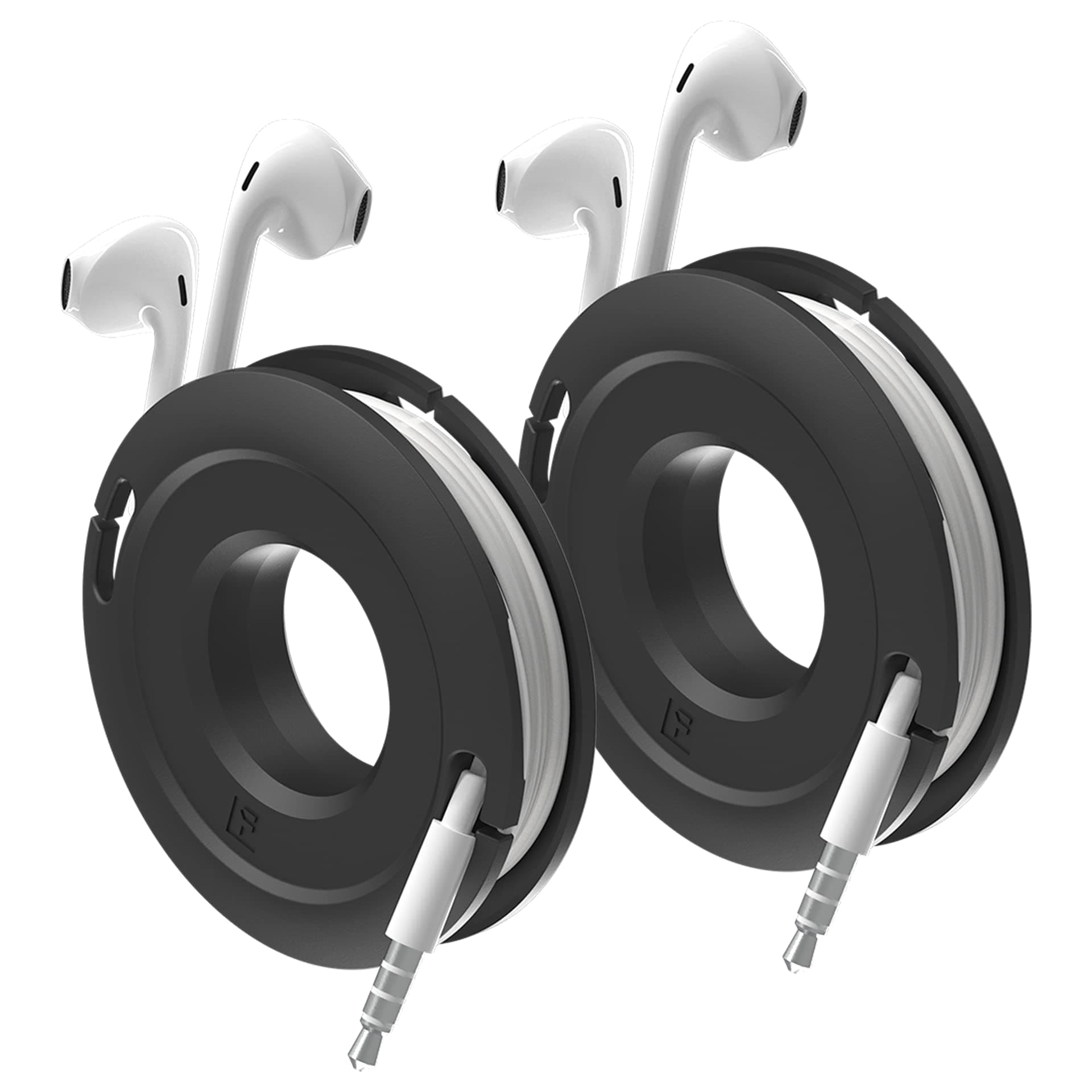 Side Winder Mini and Max Headphone, Earbud and Charging Cable Winder and Organizer Perfect for Wrapping Earbuds and Cords for Travel and Organization 2-Pack (Black, Mini)