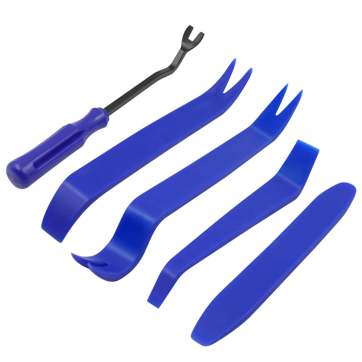 Abnaok Trim Removal Tool, 5 Pcs Plastic Pry Tools Fastener Removal Tool Car Trim Removal Tools for Auto Car Door Audio Panel Trim Removal Dashboard Removal (Blue)