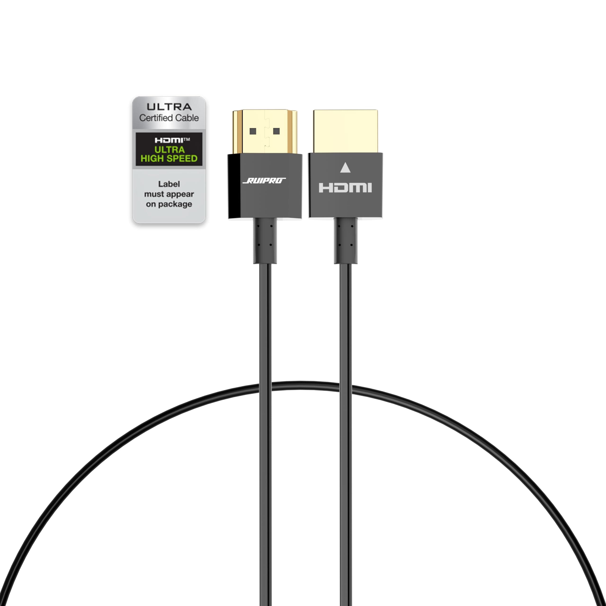 RUIPRO Certified 8K 2.1 Ultra Thin HDMI Cable 1.5FT, Slim HDMI Cable, Ultra High Speed 48Gbps, Support 8K@60Hz 4K@120Hz, Dynamic HDR, eARC, Compatible with PS5/Xbox/Blu-ray/Monitor/Projector