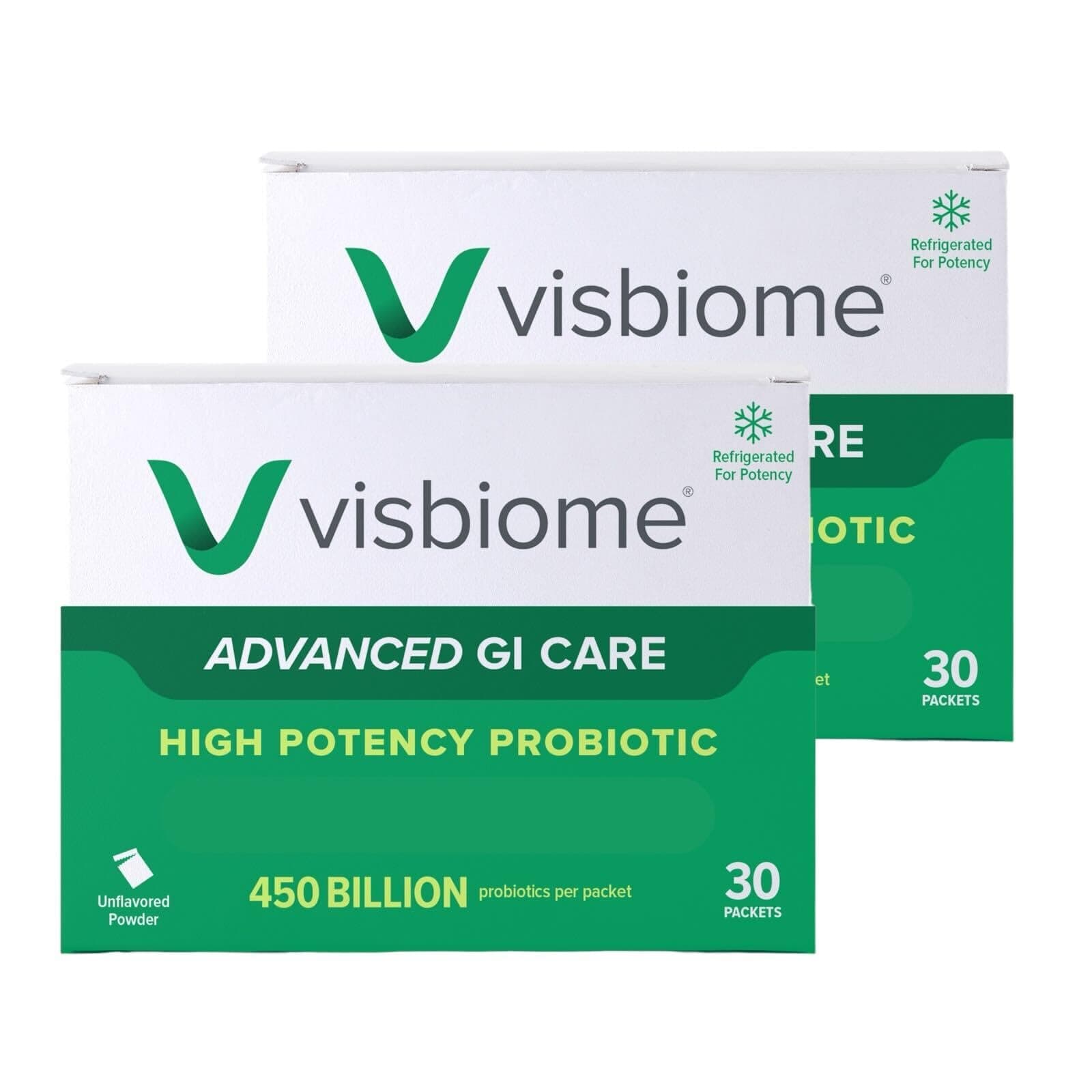 Visbiome® Advanced GI Care - High Potency Probiotic - 450 Billion CFU Live Probiotics, Original De Simone Formulation, 60 Packets of Unflavored Powder.