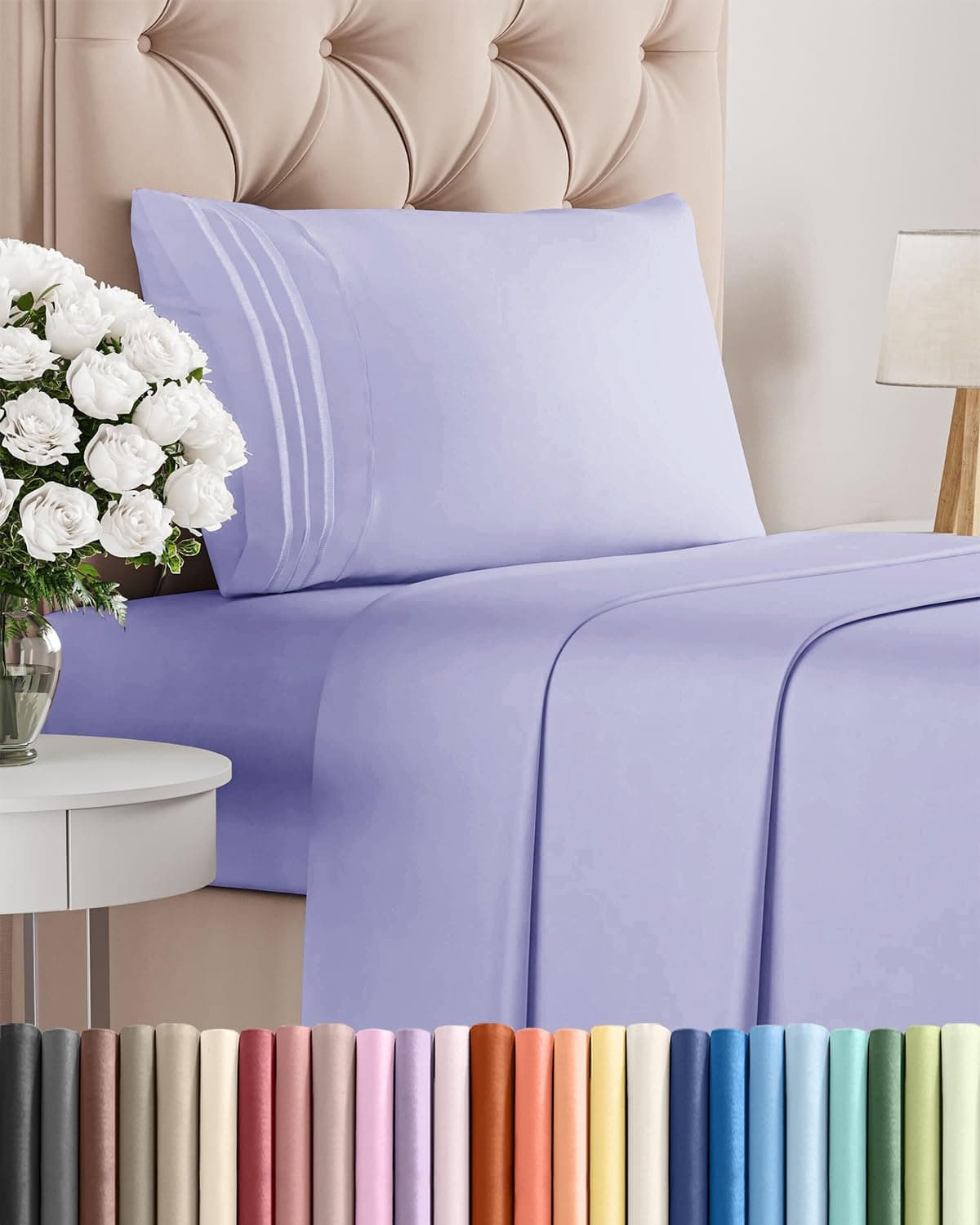 Twin Size 3 Piece Sheet Set - Comfy Breathable & Cooling Bed Sheets Set - Hotel Luxury Bedding for Women, Men, Kids, Teens, Boys & Girls - Deep Pockets, Ultra-Soft, Wrinkle Free - Oeko-Tex - Lavender