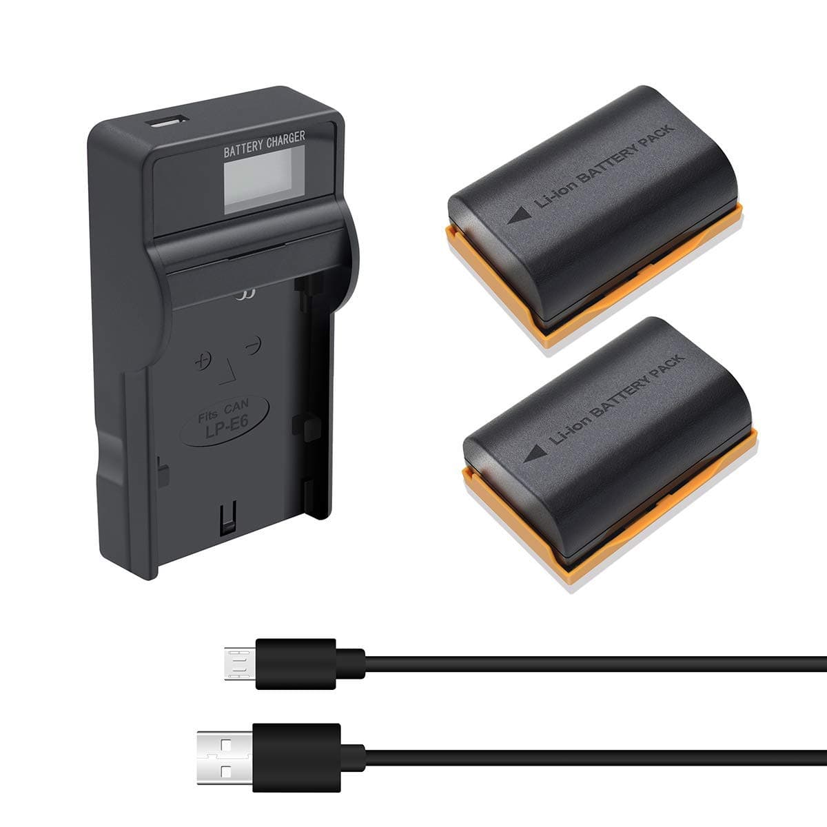 TURPOW LP-E6 Replacement Battery (2-Pack) and Smart LED Dual USB Charger for Canon LP-E6, LP-E6N and Canon EOS 5D Mark II/III, 5DS, 5DS R, 6D, 7D, 7D Mark II, 60D, 70D Cameras