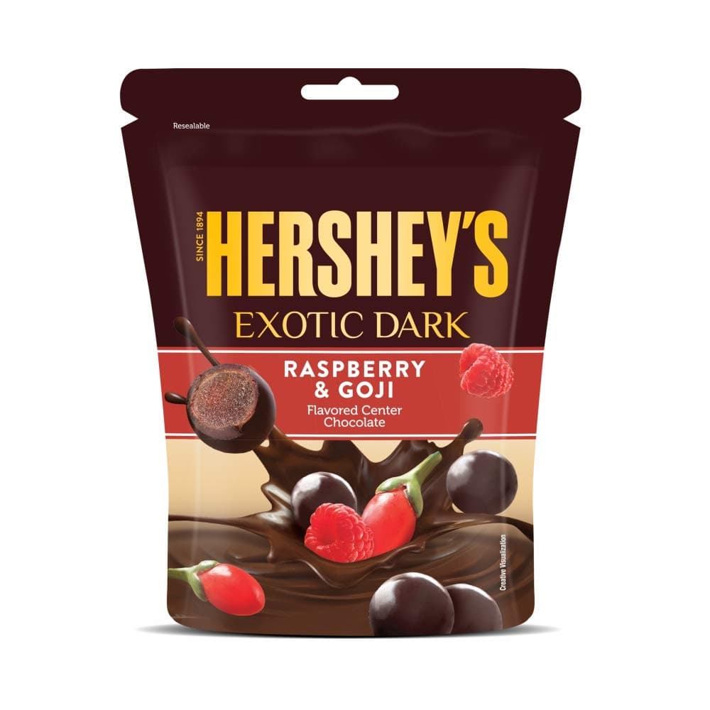 HERSHEY'S Exotic Dark Raspberry & Goji Flavour Exotic Dark Cocoa Rich Chocolate 100g Pack of 3