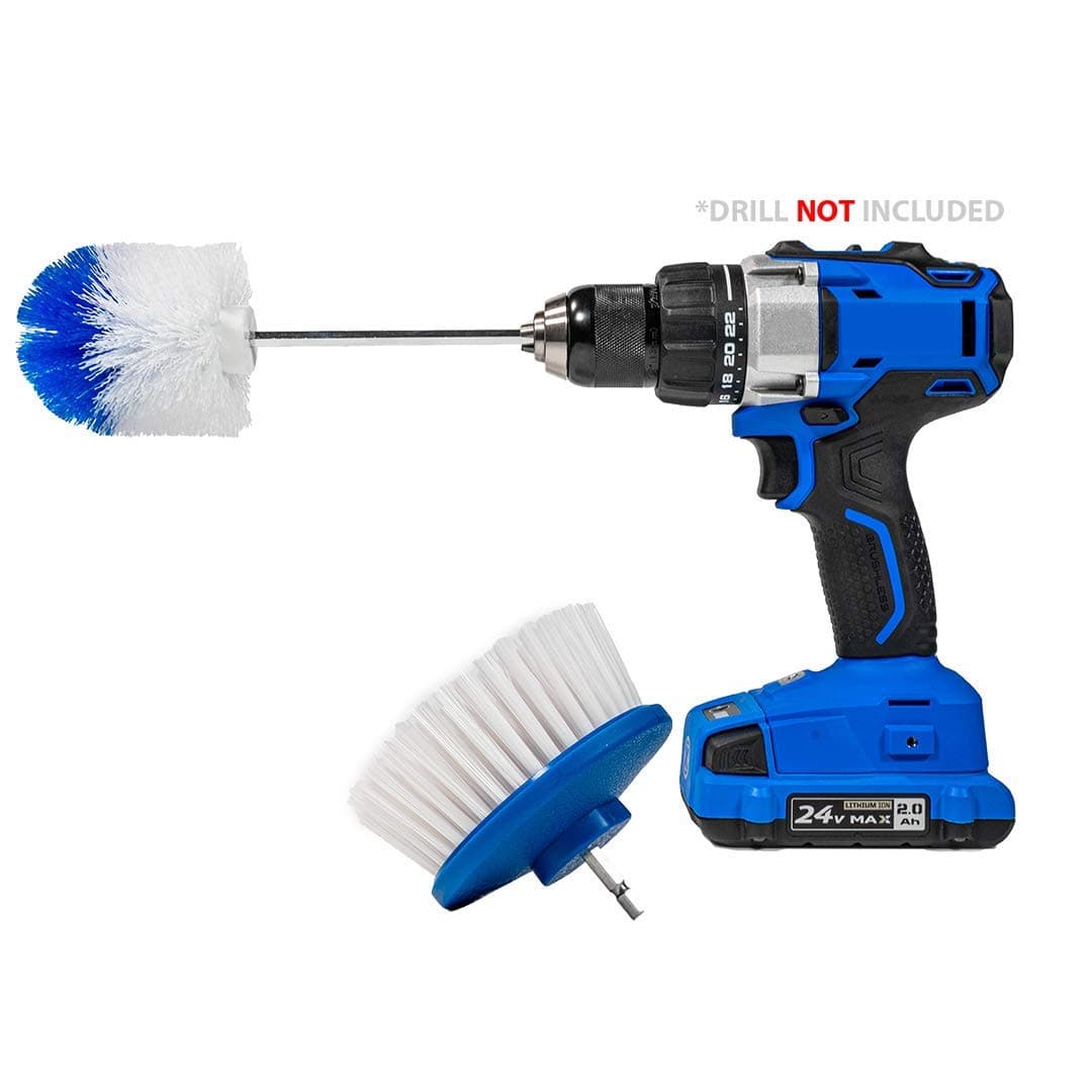 Drill-Powered Cleaning Brushes - 2-Brush Drill Accessory Combo Kit