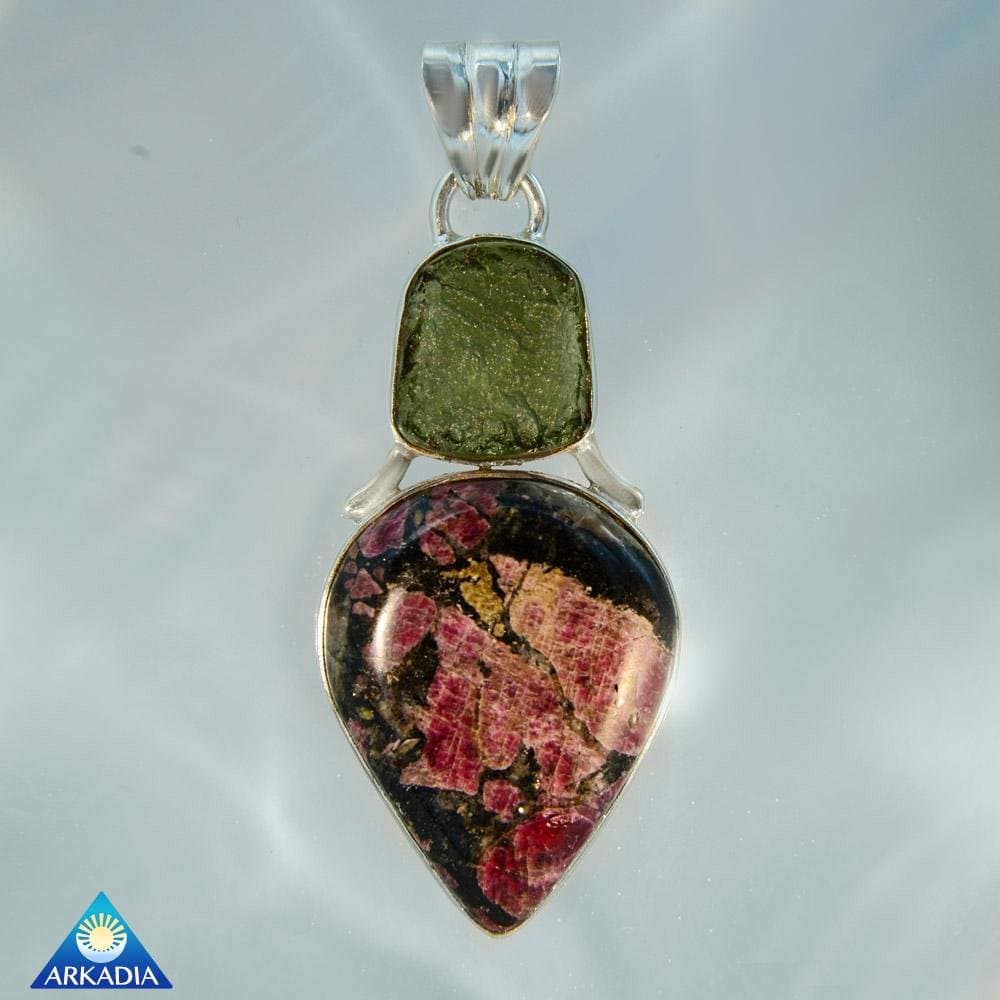 Moldavite & Eudialyte Silver Pendant SRP1424