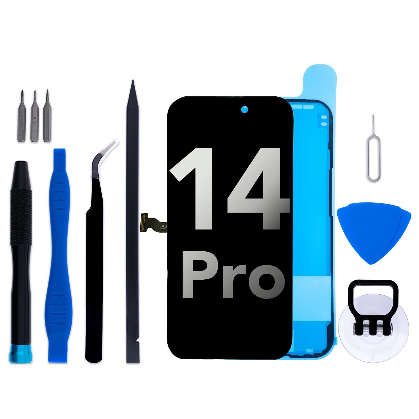 for iPhone 14 Pro Screen Replacement kit 6.1" LCD Display Touch Digitizer Assembly with Frame Adhesive and Repair Tools Compatible with A2650/A2889/A2890/A2891/A2892