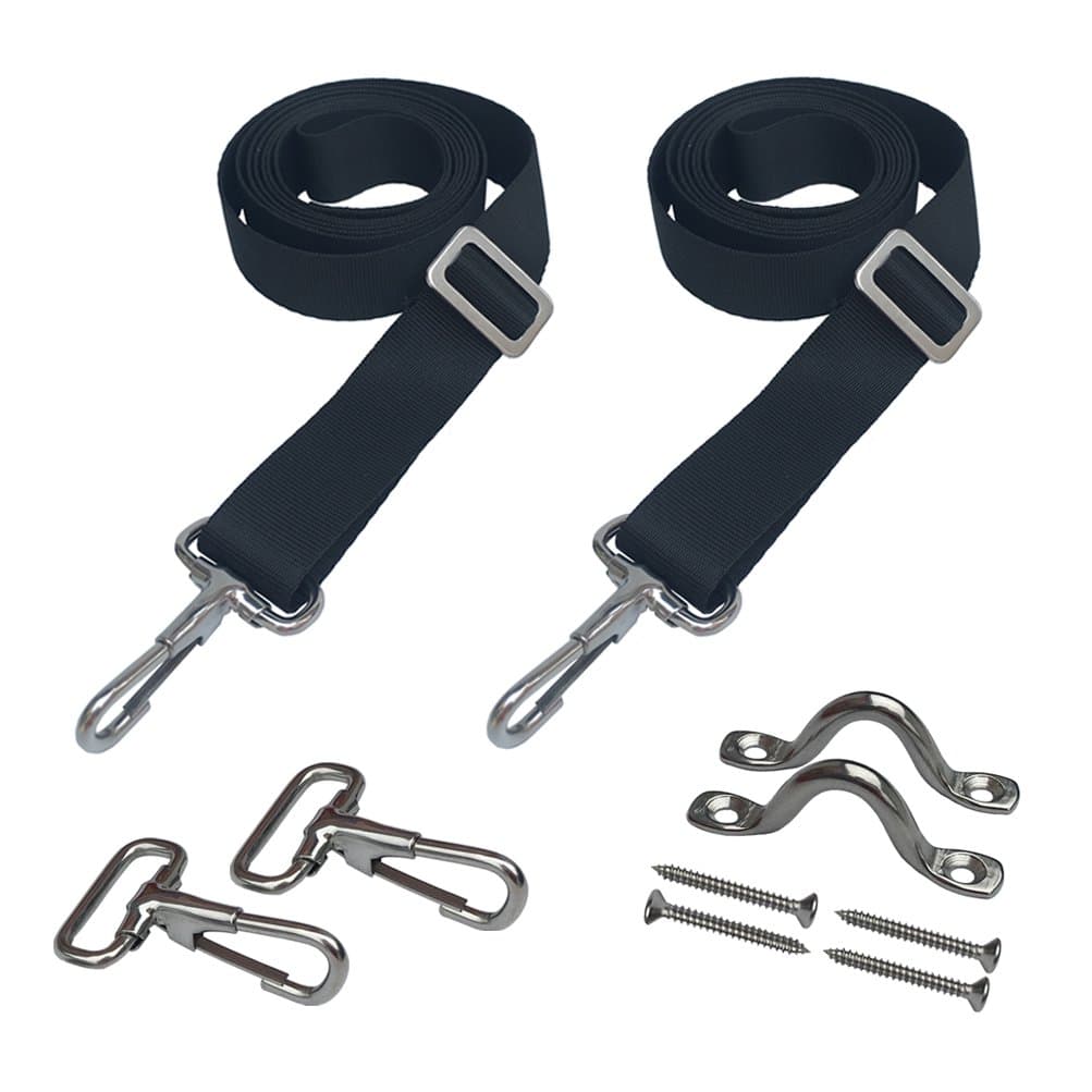 Vtete 2 PCS Adjustable Bimini Top Straps with Loops + Snap Hooks + Eye Straps - 28"~60" Stainless Steel Boat Awning Hardware