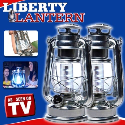 2-Pack Liberty Lantern Vintage Flashlight Olde Fashion Modern Light Brooklyn Lantern LED Light Camping Flashlight Evening Port Nights Railroad Indoor Outdoor Lights Silver Metal Nostalgic As Seen On TV