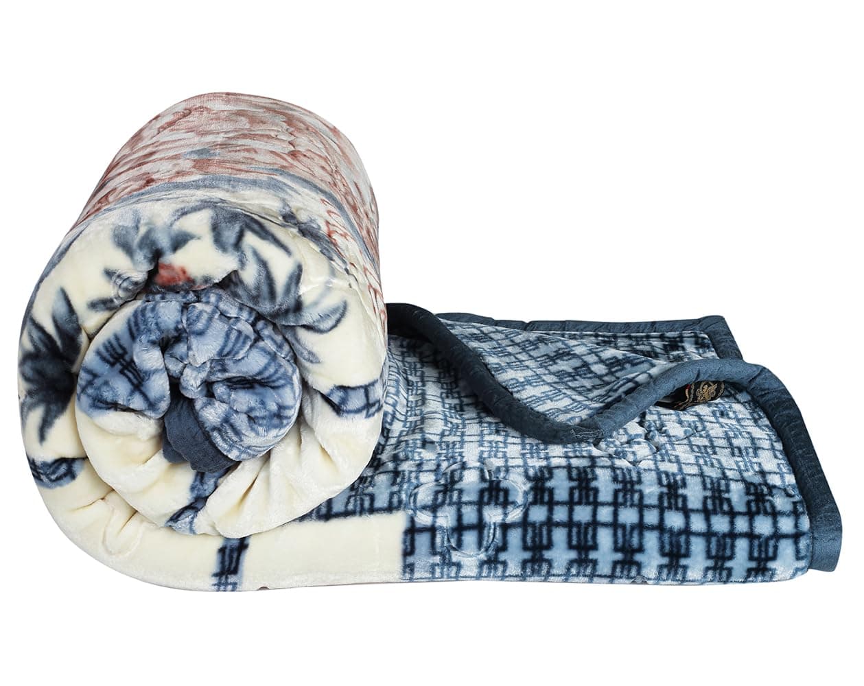 BSB HOME Super Soft Cloudy Printed Double Bed Blanket for Heavy Winter, Single Ply Mink Blanket King Size with 220 x 230 Cm – 3.5 Kg (Blue White & Pink, Pack of 1)