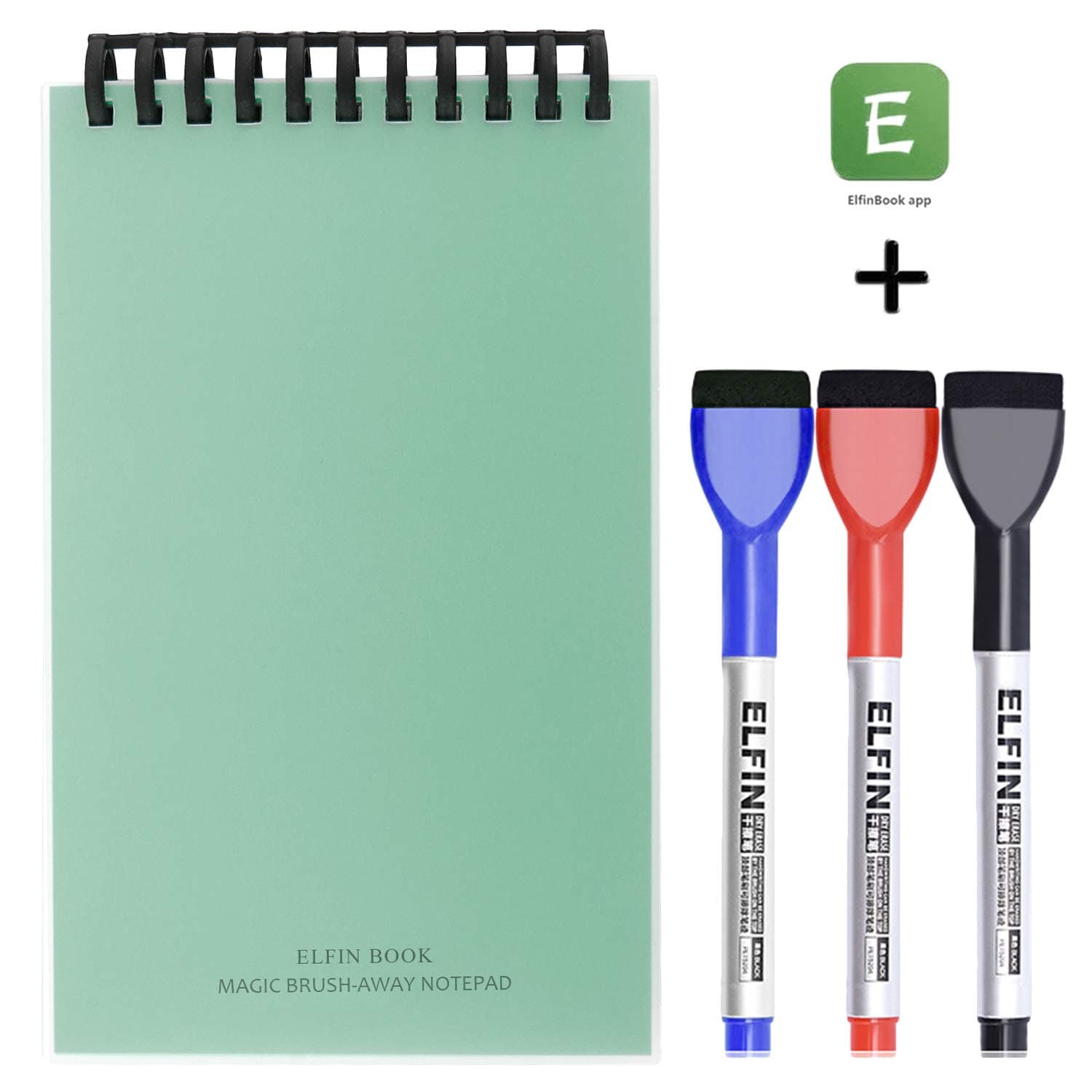 Elfinbook Erasable Reusable Smart Memo Pad Notepad 4.1" x 6.5" (Green)
