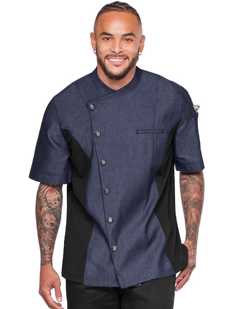 Men’s Chambray Chef Coat with Mesh Side Panels (XS-3X, 3 Colors)