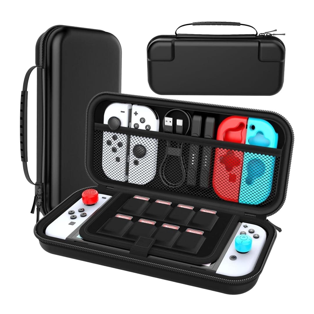 Nintendo Switch Carrying Case【Shockproof & Waterproof】 Hard Shell Nintendo Switch Travel Case for Console Joy-Cons Game Cards Cables etc Fit for Nintendo Switch/OLED/Lite (Black)