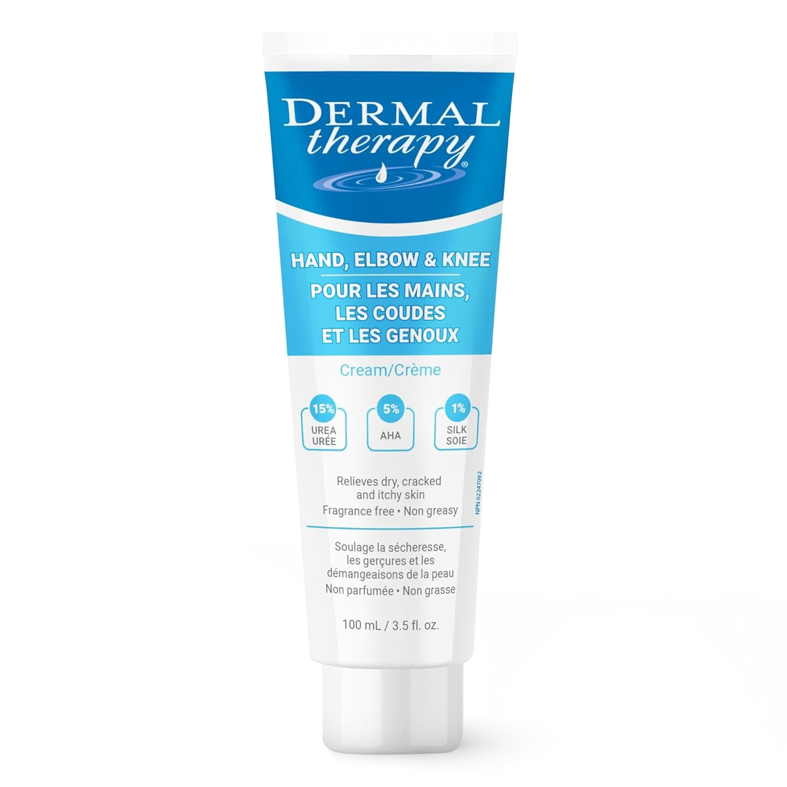 Hand Elbow & Knee Cream with 15% Urea & 6% AHA - Deeply Hydrates & Exfoliates Dry, Cracked Skin on Hands, Elbows & Knees - Fragrance-Free, Non-Greasy - 3.5 fl oz / 100 ml