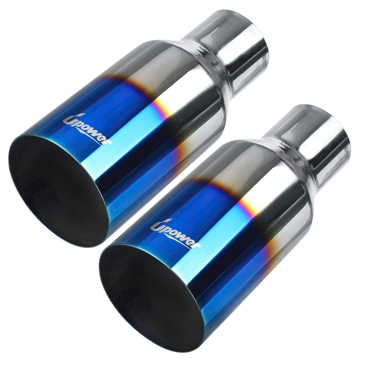 Upower Pack of 2 Exhaust Tip Single Layer Straight 304 Stainless Steel for ID: 2.5 inch/OD: 4"/ Length: 9"