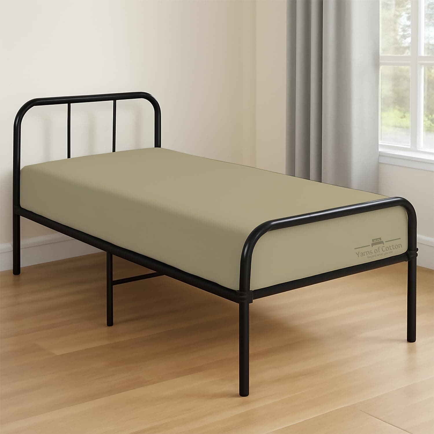 Cot Fitted Sheet 25" x 75" - 100% Egyptian Cotton - 1 PC Cot Size Bottom Sheet Only, Snug Fit for Narrow Twin Mattress/RVs Bunk/Guest Beds/Army Cots/Trifold Mattress/Travel Size Mattress, Beige