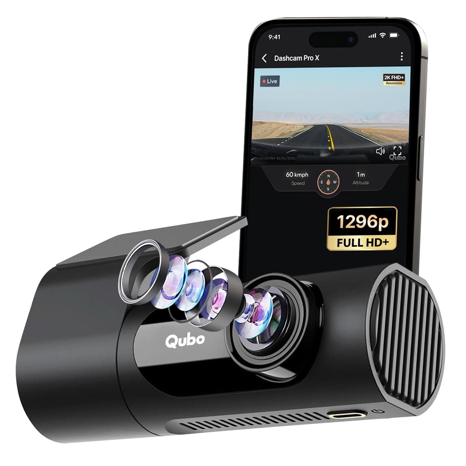 Qubo Pro X DashCam (2026 Edition) | 2K Resolution FHD+ | Doubles up as in-Cabin Camera|NightPulse Vision | Wide FOV | Supercapacitor | Built in Wi-Fi, Mic | Up to 1TB Storage | Built for Indian Roads