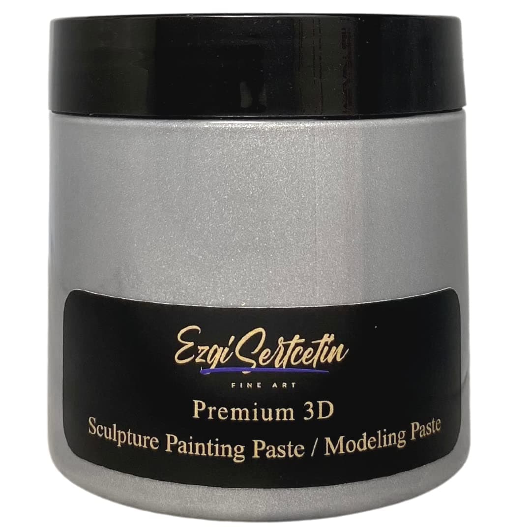 3D Sculpture Painting Paste|Texture Paste|Decorative Plaster|Ready to Use|Unique Colors|Ideal for Artwork|Stencil|Flowers|Texture|Art Relief| 6 oz (Metallic Silver)