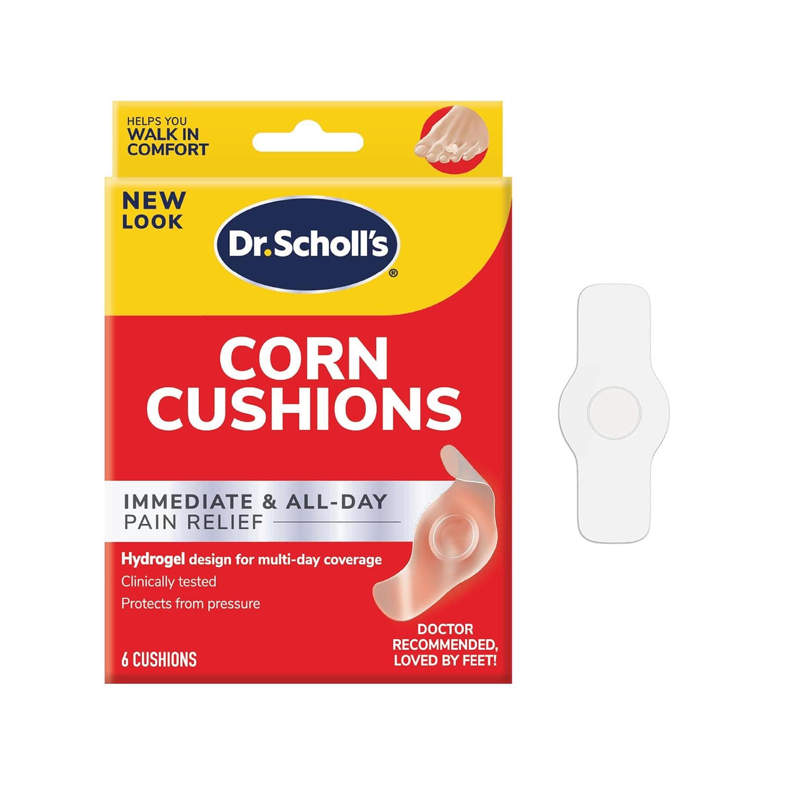 Dr. Scholl's Corn Cushion with Hydrogel Technology, 6ct // Cushioning Protection Against Shoe Pressure and Friction That Fits Easily in Any Shoe for Immediate and All-Day Pain Relief