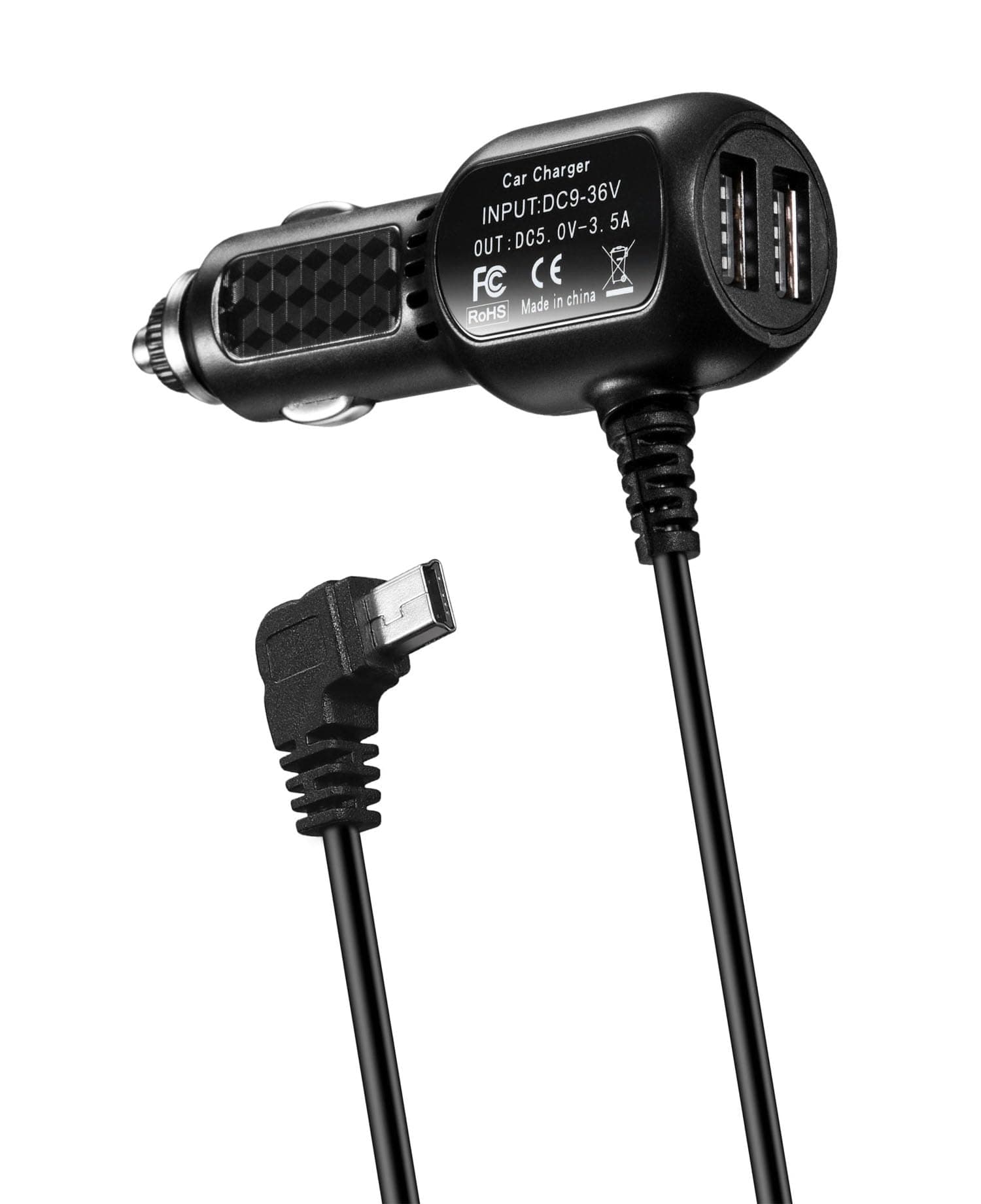 Dash Cam Power Cord Adapter Mini USB Car Charger Cable Compatible for Rexing V1/V1P Pro/V5/V3,Byakov S6,CHORTAU B-T13 B-T12 B-T19 B-T20 B-T25,Pruveeo D30 D40 C2,Rove R2-4K Dash Cam Power Supply 11FT