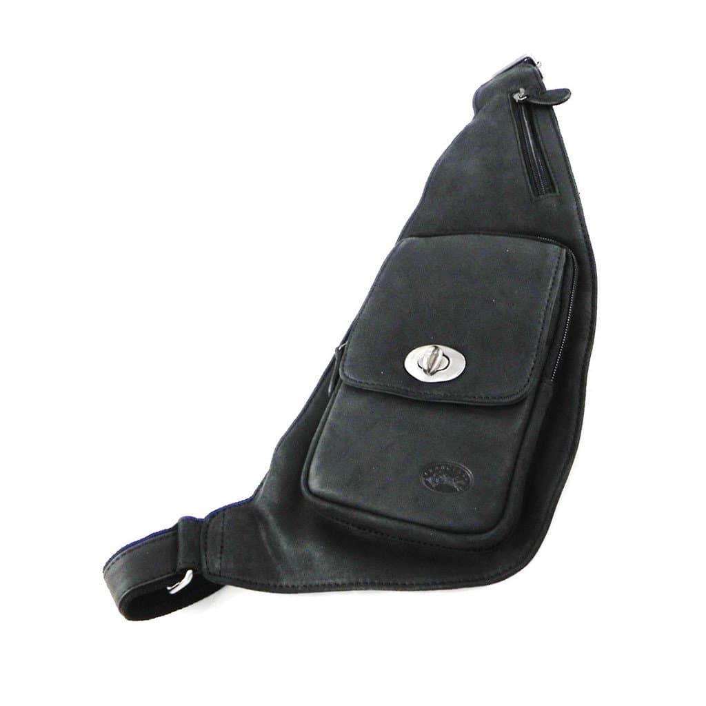 Leather man bag 'Peau De Pèche'black.