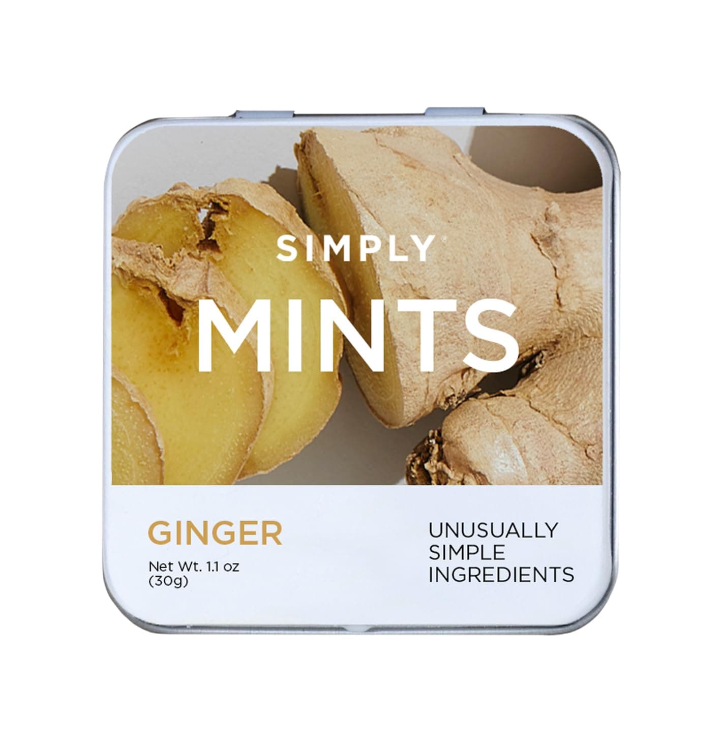 SIMPLY MINTS Natural Ginger Breath Mints, 6 Pack (180 Pieces), Made with Real Ginger Oil | Aspartame-Free, Sorbitol-Free, Xylitol-Free, Vegan, Kosher, Non-GMO