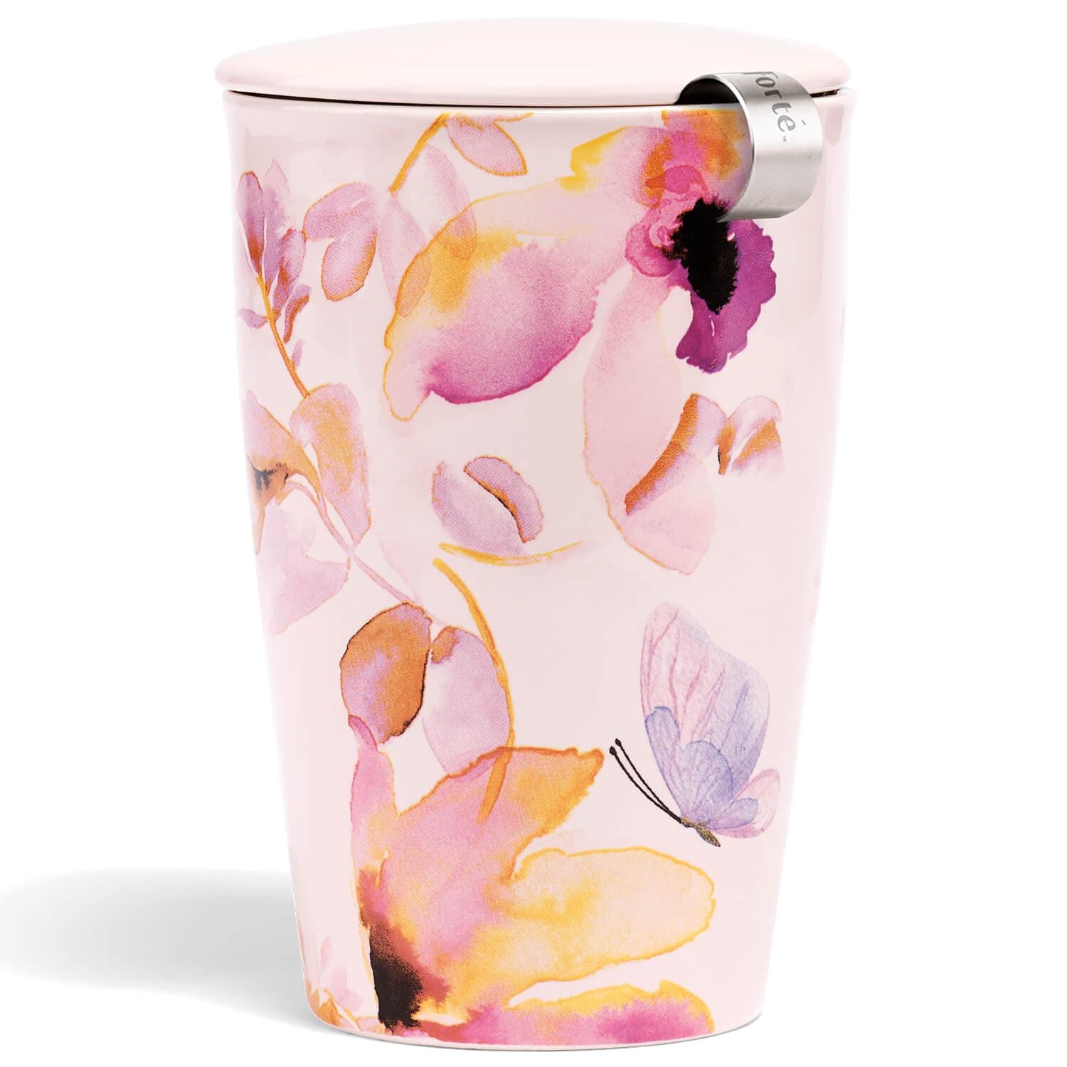 Kati Cup Mariposa Ceramic Tea Infuser Cup with Infuser and Lid for Brewing Loose Tea