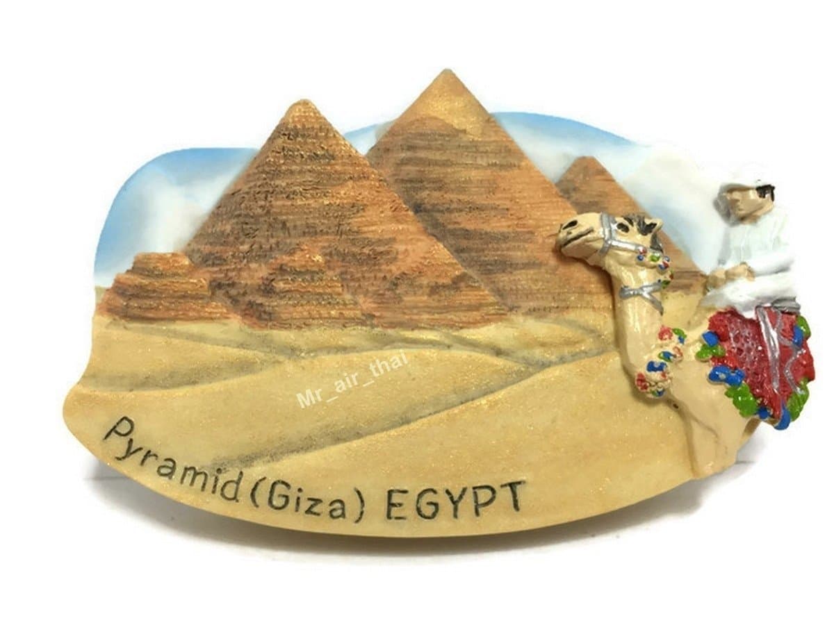 WitnyStore Tiny 3⅛" Giza Pyramid Complex Egypt - Miniature Hand Made Resin 3D Africa Landmark Tourist Attractions Decorative Refrigerator Fridge Magnets Décor Collectible Traveler Souvenir Gifts