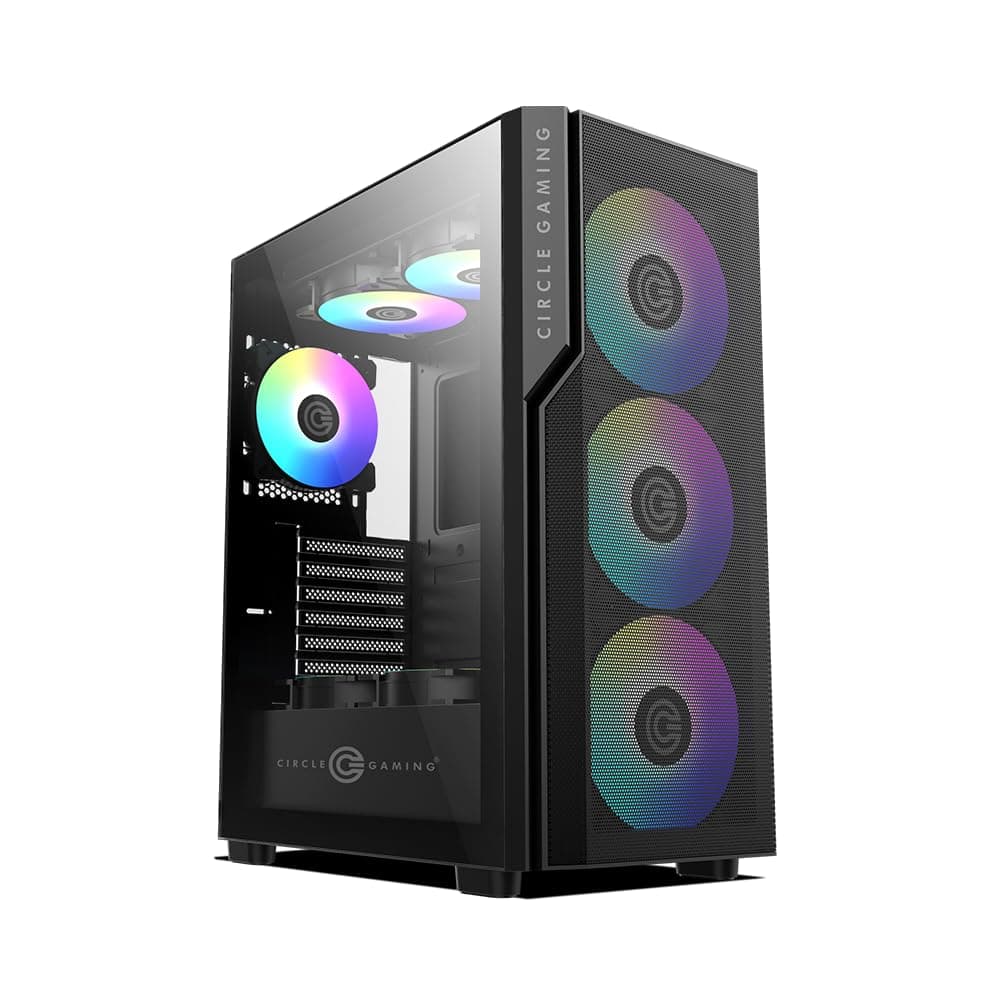 Circle Eliminator X5 Black TYPEC 2.0 Mid- Tower Computer Case | Gaming Cabinet - Black | Support ATX, M-ATX, ITX | Pre- Installed 3 x 140mm Front and 1 x 120mm Rear ARGB Fans