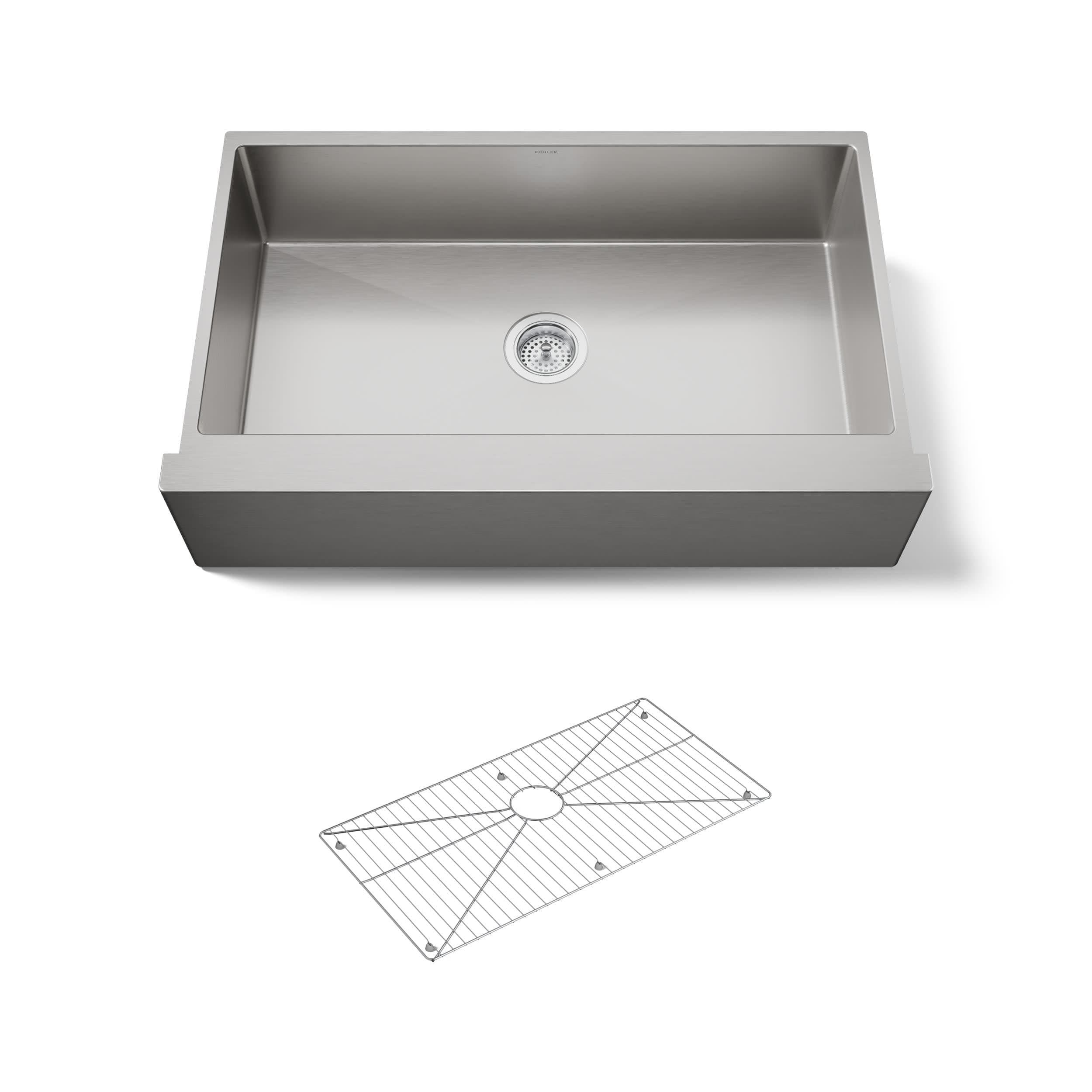 K-5415-NA Strive Self-Trimming Undermount Large Single-Bowl Kitchen Sink with Tall Apron , 35 1/2 x 21 1/4", Stainless Steel