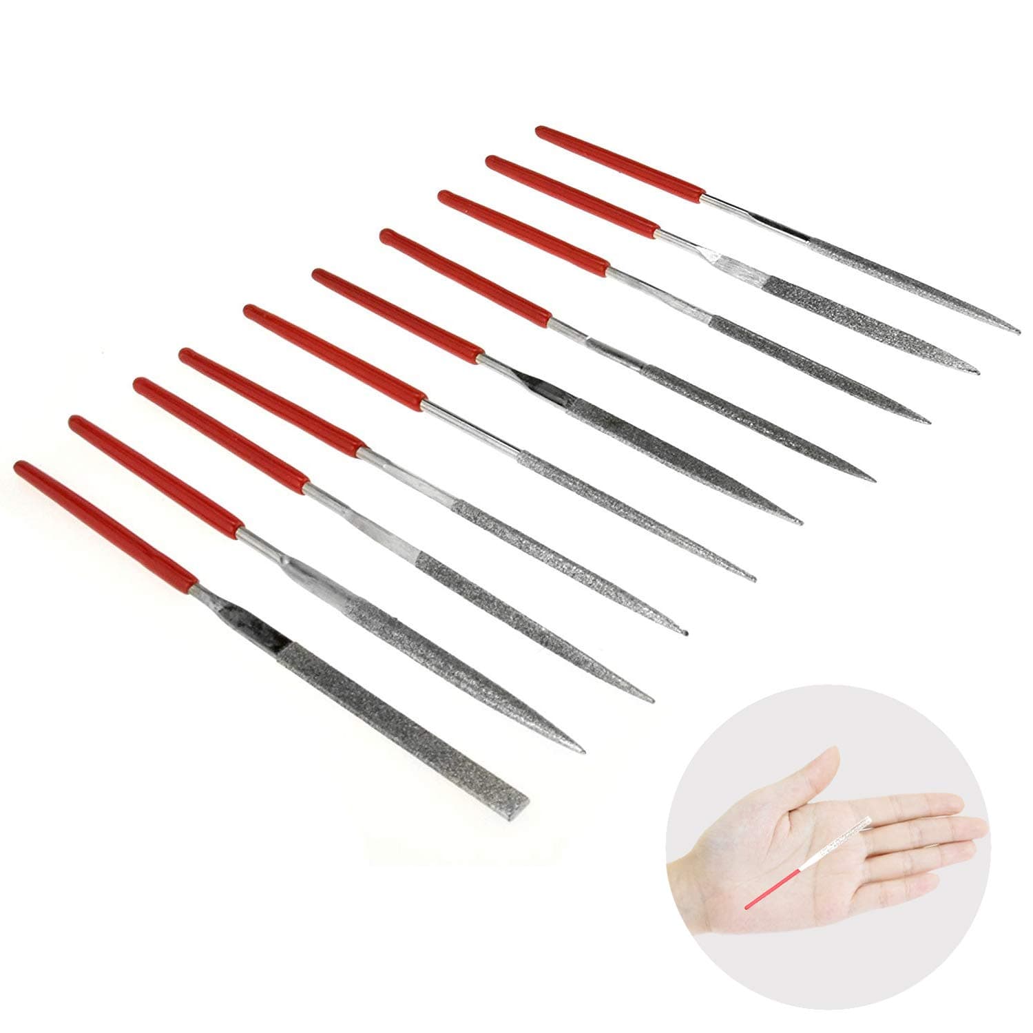 Kalim Mini Diamond Needle File Set (10pcs 150 Grit Precision Diamond File)