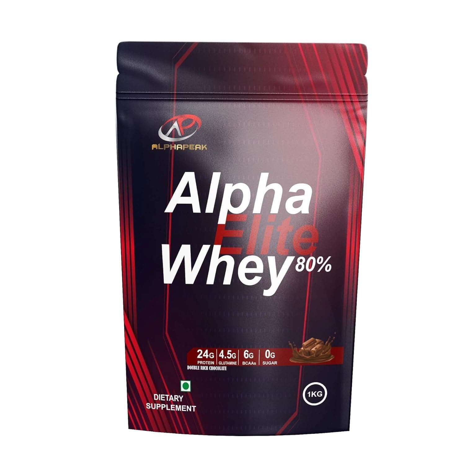 Alphapeak ALPHA ELITE 80% WHEY Protein serving with Digestive Enzymes,Vitamin & Minerals Chocolate Flavour (250)