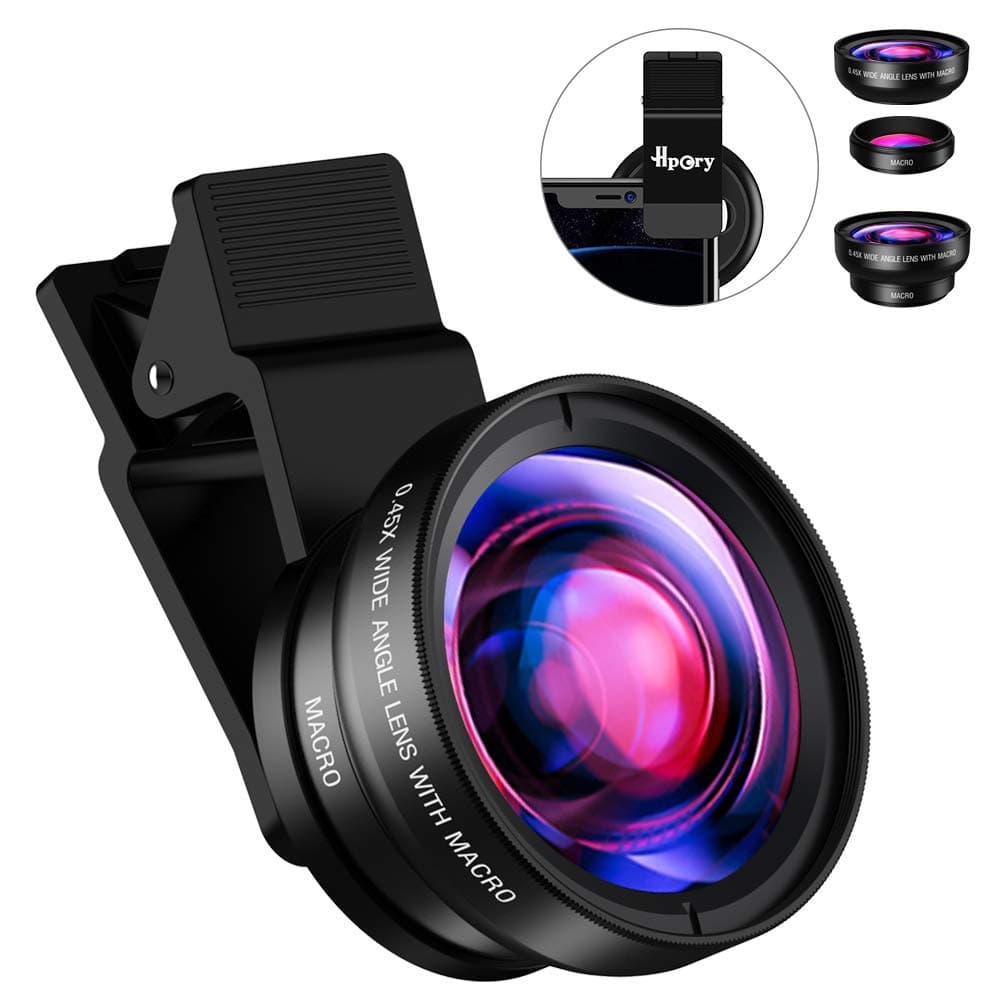 Hpory Phone Lens Kit Wide Angle and Macro Lens 2 in 1 Phone Lens for iPhone X 8 7 Plus Samsung iPhone Camera Lens