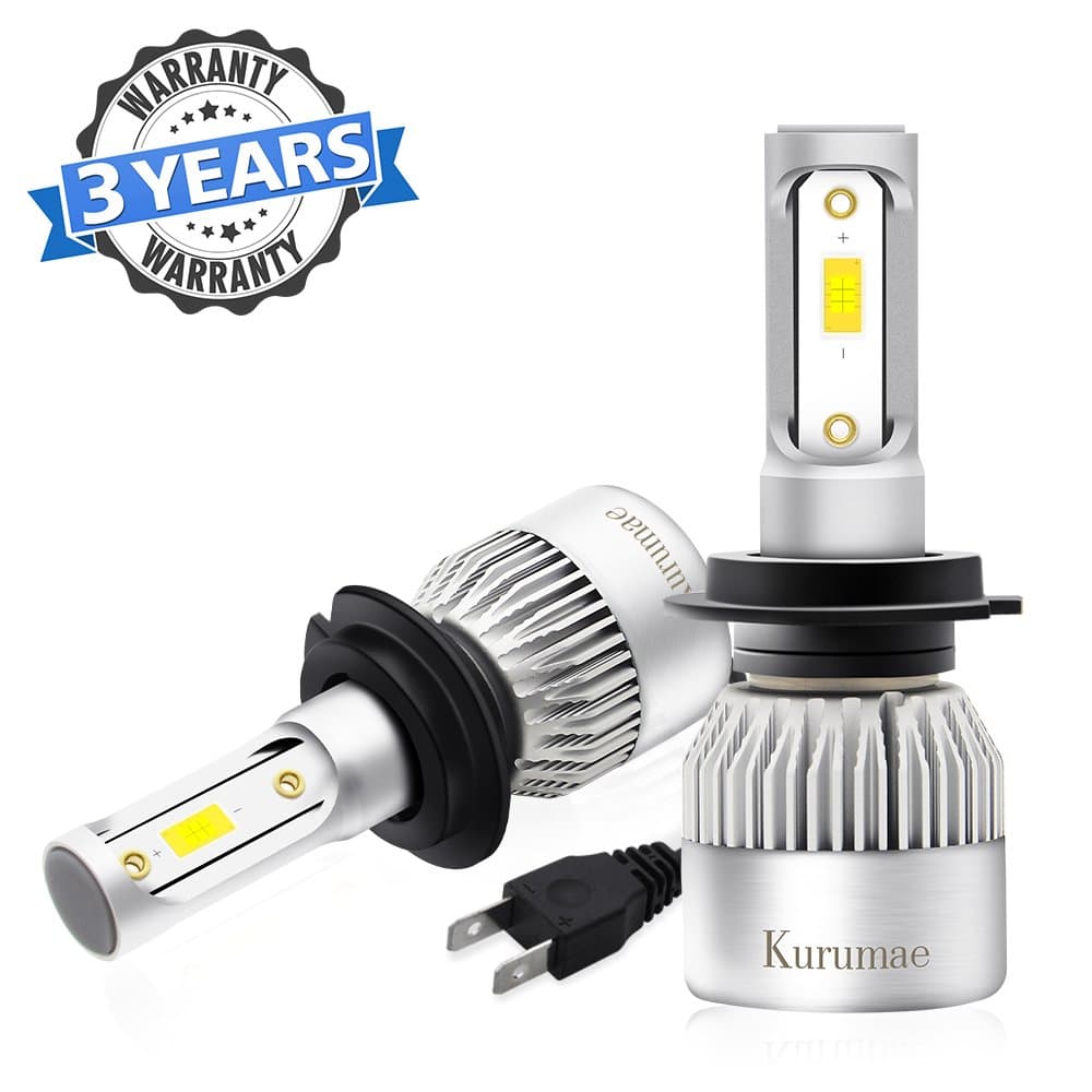 H7 Led Headlight Bulbs - All-in-one LED Headlight Headlamp Conversion Kit 2 Pcs with CSP Chips - 72W,8000Lm,6500K,Waterproof IP65 3-Year Warranty