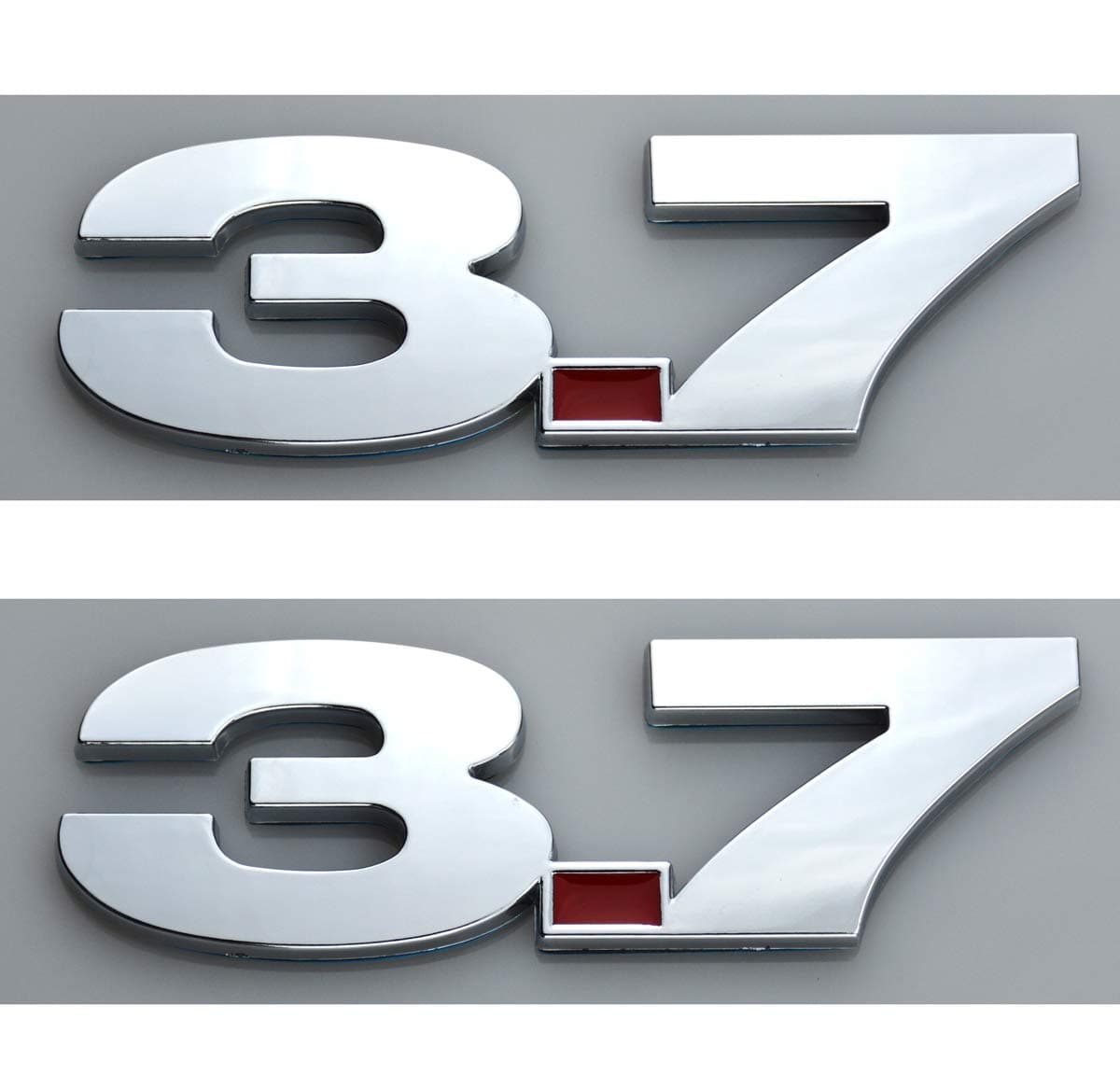 2pcs 3.7 Fender Side Boot Emblem Badge Decal Sticker Compatible for Mus-Tang (Chrome/Red)
