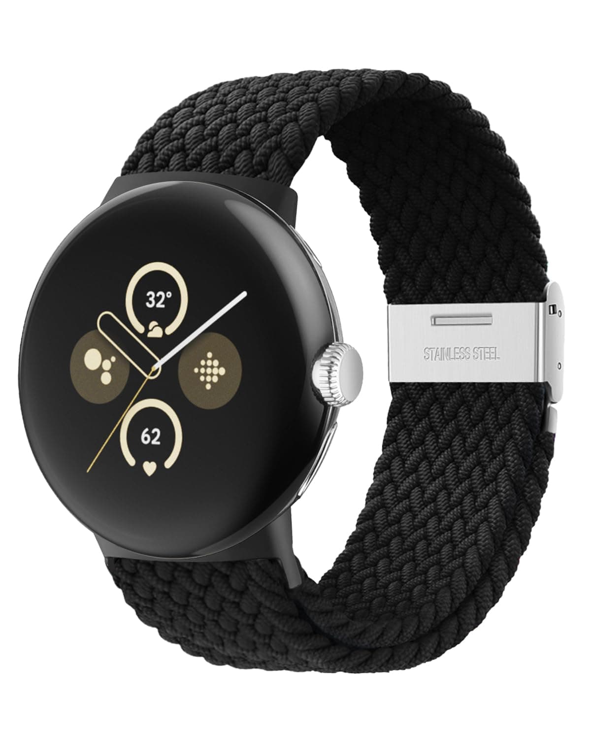 Stretchy Braided Bands Compatible with Google Pixel Watch 3 41mm/Pixel Watch 2 Band/Google Pixel Watch Band - Upgraded Connector - Elastic Nylon Breathable Sport Straps for Women Men