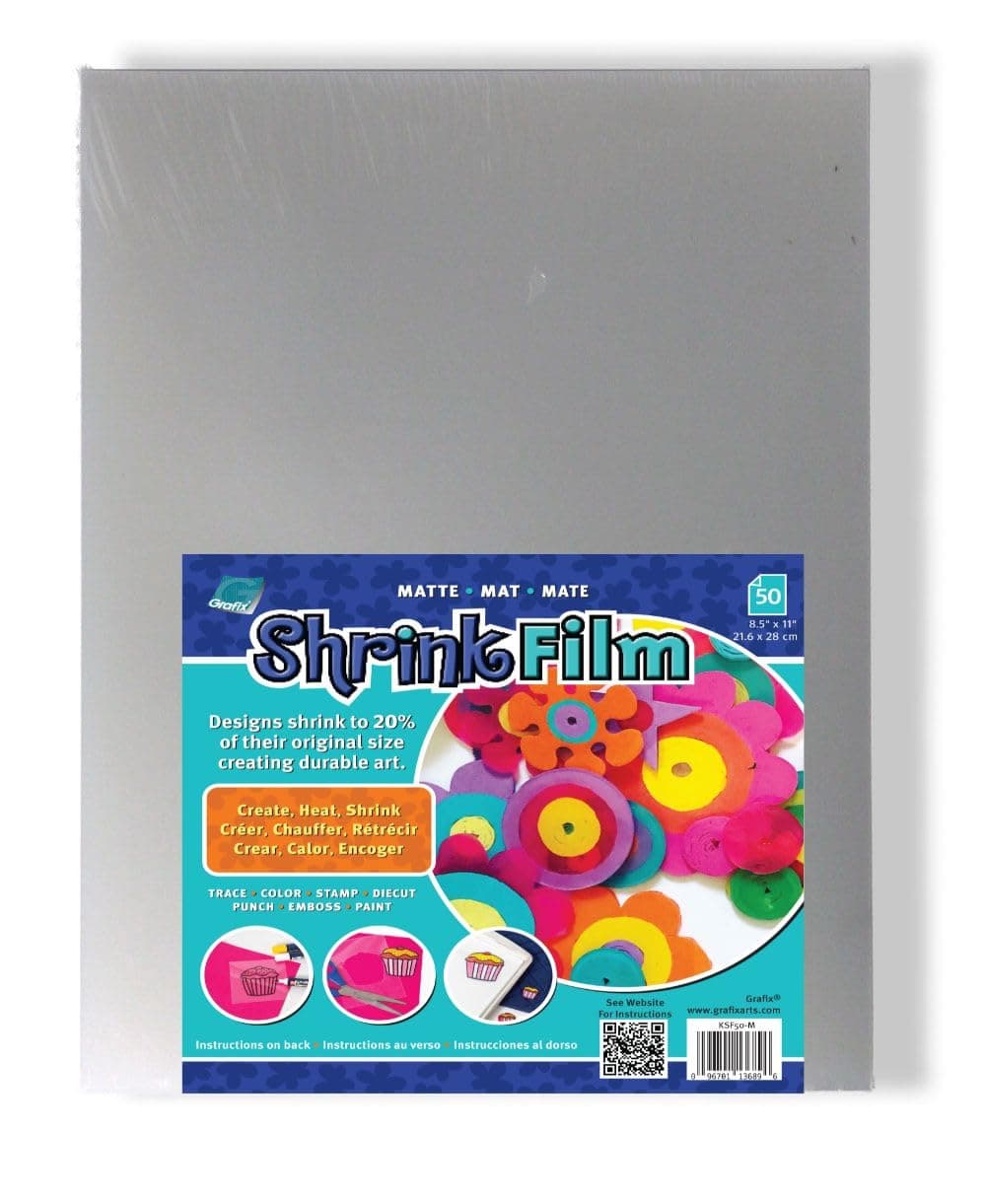 Grafix Shrink Film - Matte Translucent 8.5"x11" Sheets, Design Your Art and Shrink It to Create Jewelry, Embellishments, Paper Crafts, Gift Tags, Ornaments and More, Pack of 50