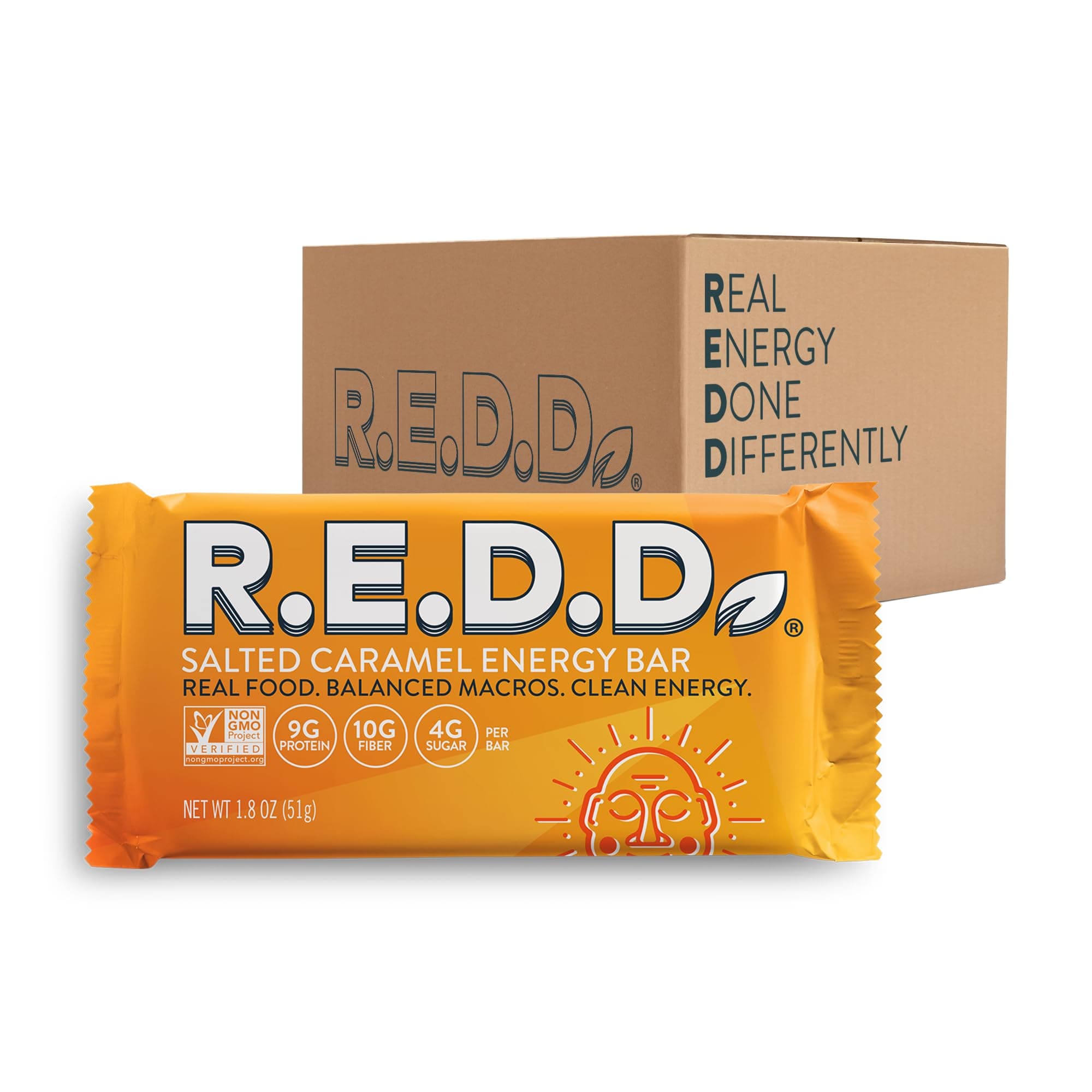 R.E.D.D. Bar, Vegan Protein Bar, Low Sugar & Gluten-Free, Salted Caramel, 6 Bars