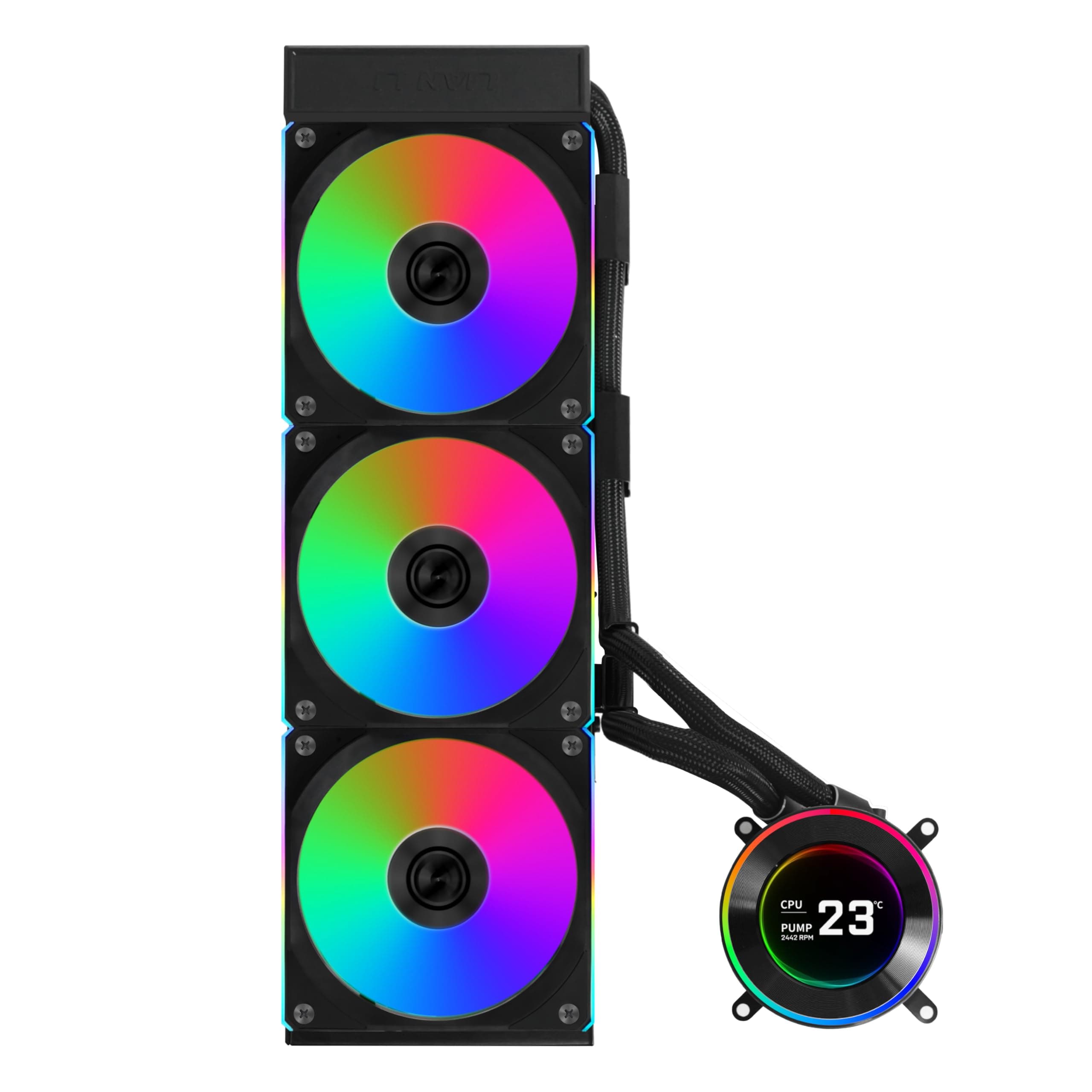 Hydroshift II-C 360CL RGB Liquid CPU Cooler - 360mm AIO - 3X 120 RGB Fans - 2.1” IPS LCD Screen - 3 Control Mode - Flexible Tubes Clamp - LGA 1851/1700, AMD AM5/AM4 - Black (HS2LCD36RB)