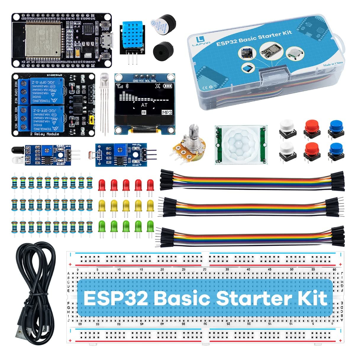 LAFVIN Basic Starter Kit for ESP32 ESP-32S WiFi I OT Development Board with Tutorial for Arduino IDE