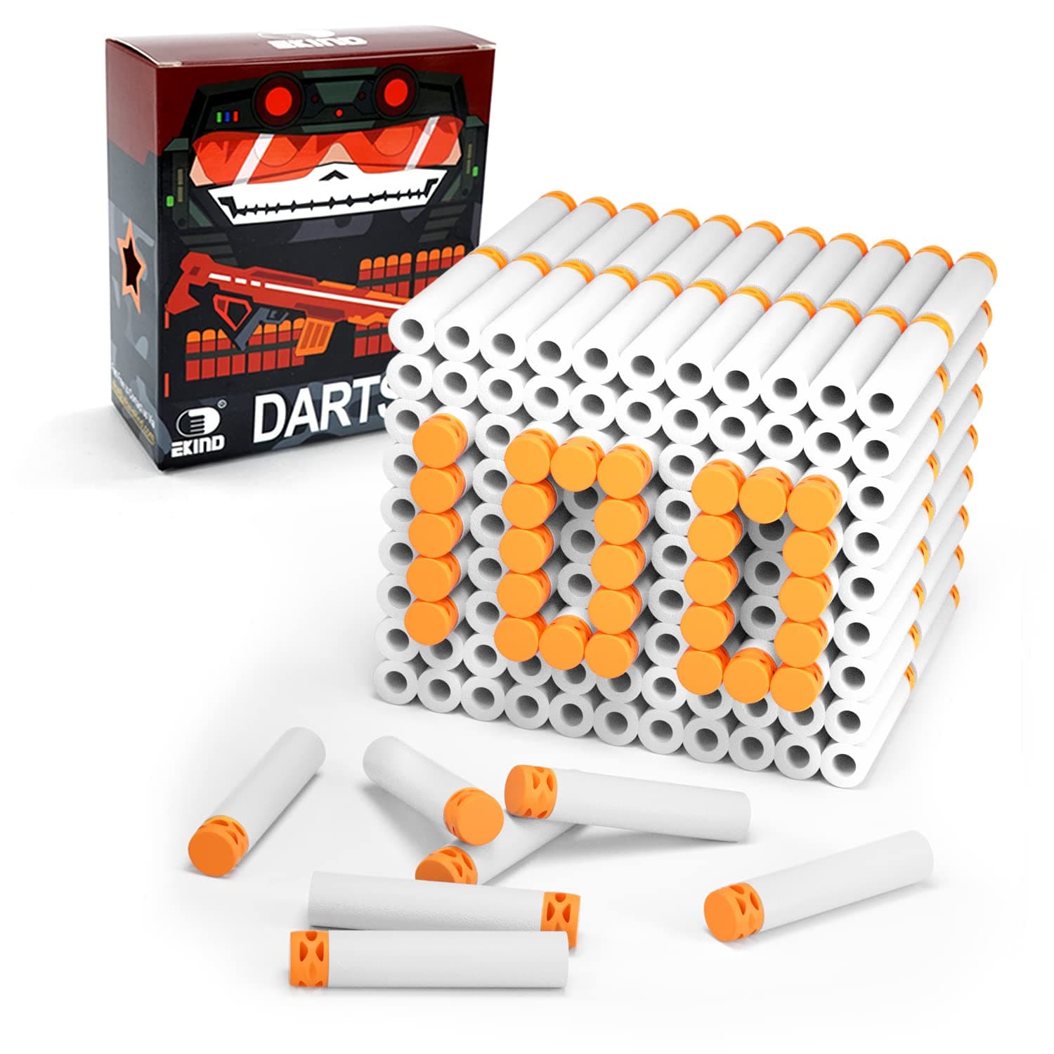 100 Pcs Waffles Darts Refill Pack Foam Bullet Compatible for NERF N-Strike Series Blaster (Glow at Dark, White)